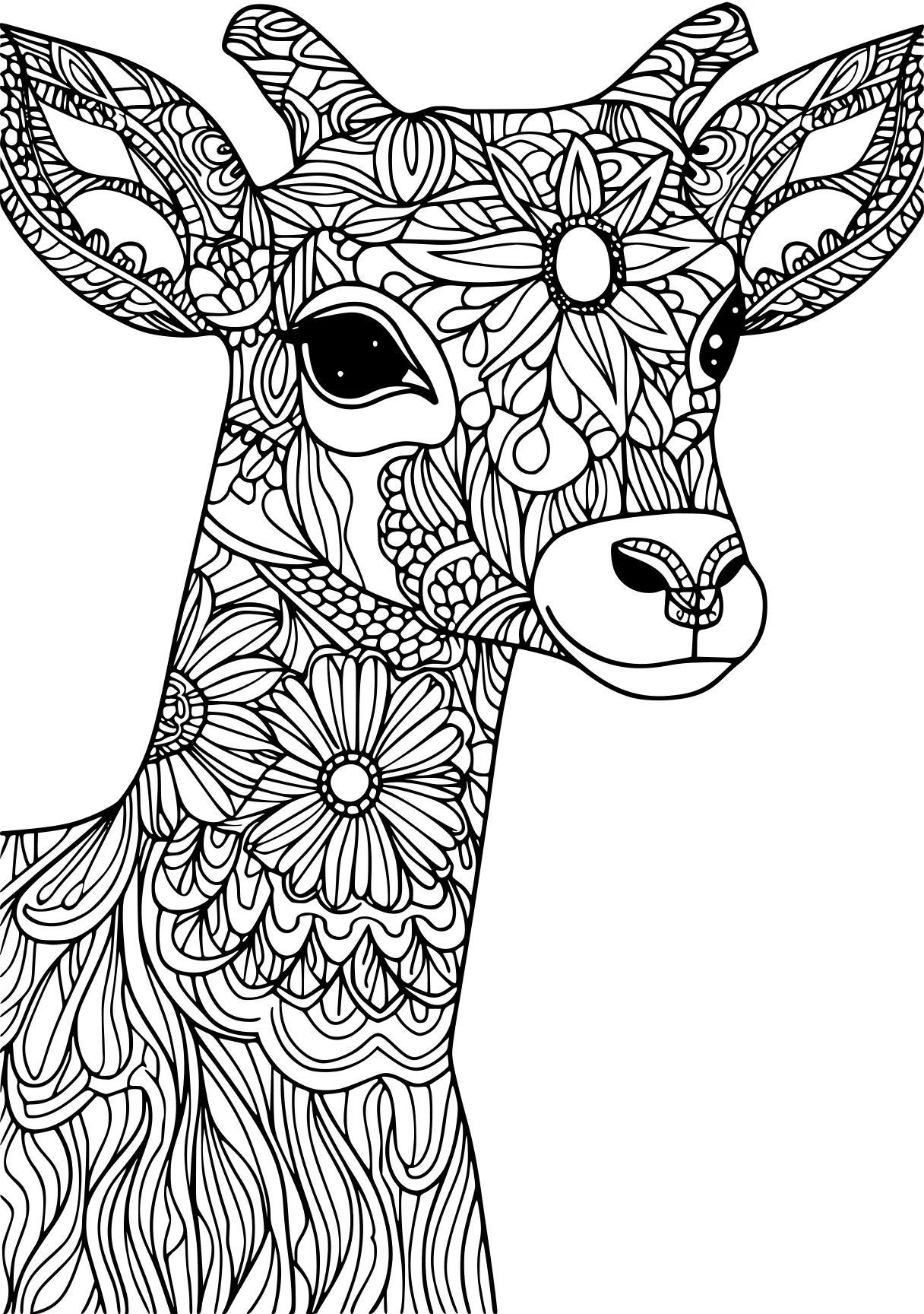 coloring pages for animals cow, llama, zentangle, free page downloads