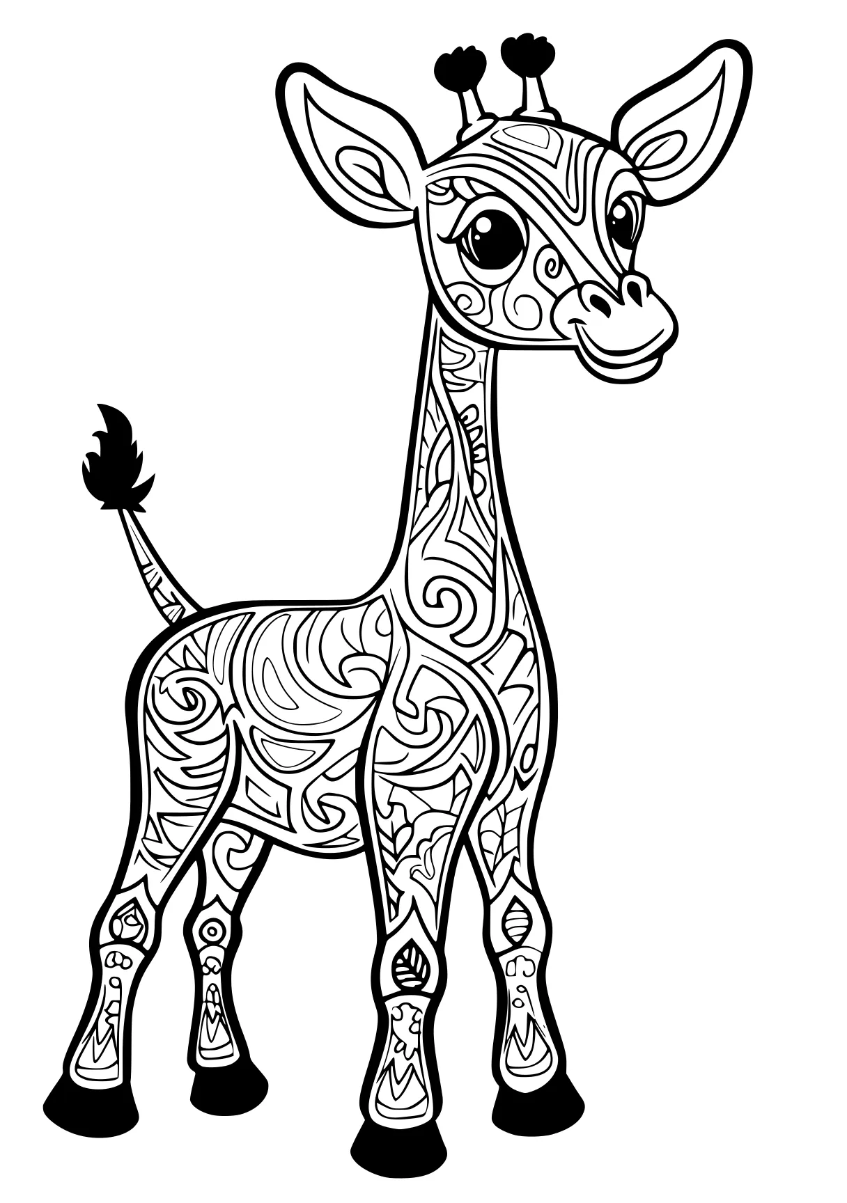 coloring pages for adults animals llama, giraffe, deer, bambi, zentangle, free page downloads