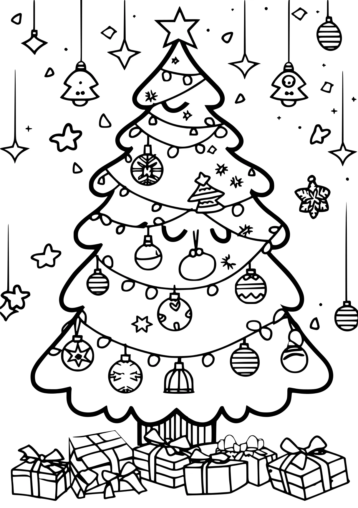 xmas colouring pages, tree, merry, ornament, free coloring page downloads