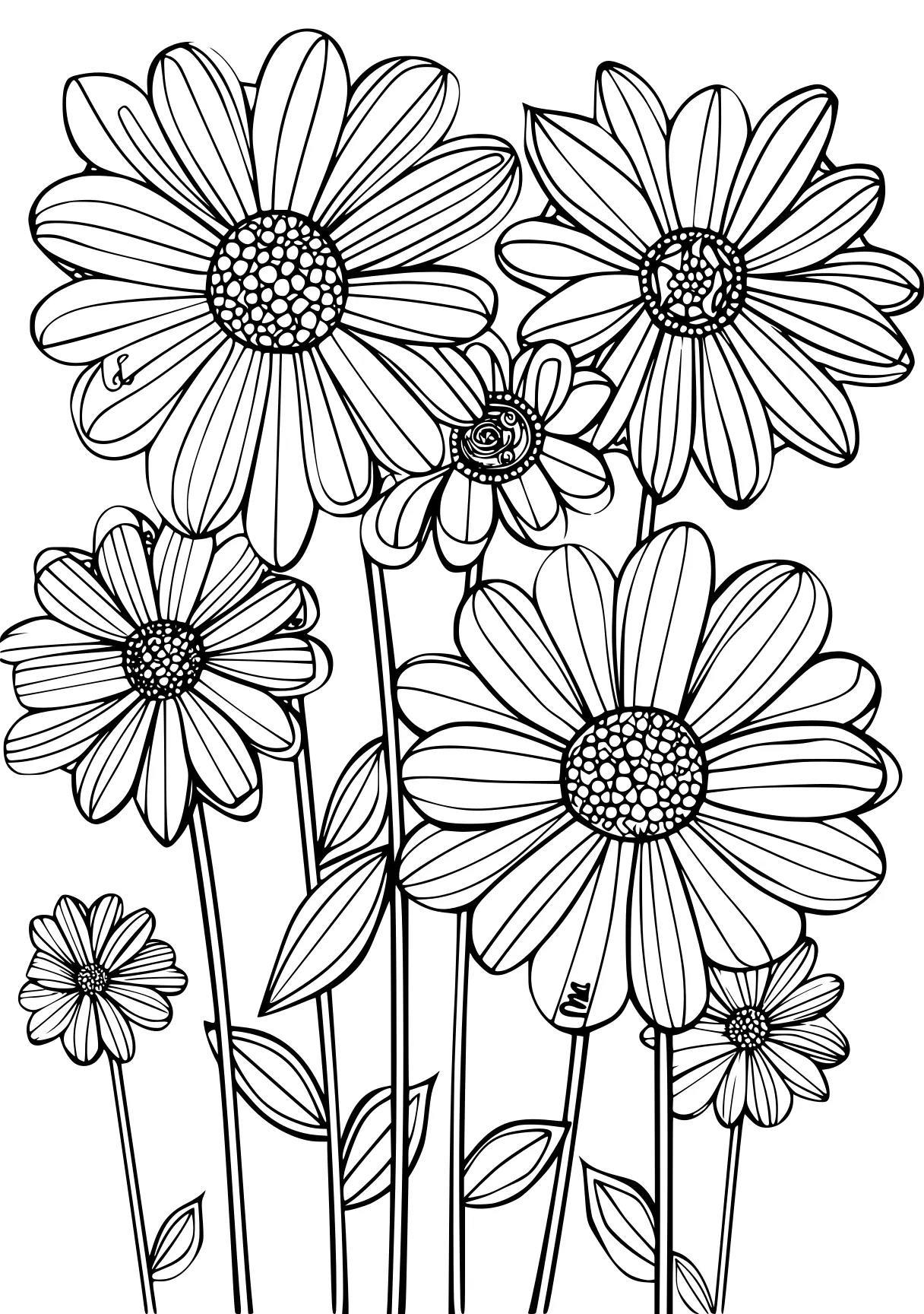 floral coloring pages, zentangle, flowers, daisy, free page downloads