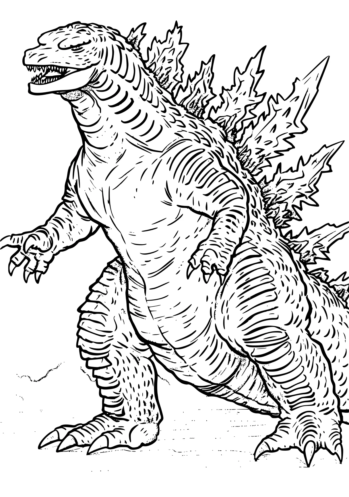 godzilla coloring pages therizinosaurus, indoraptor, carnotaurus, tyrannosaurus, spinosaurus, free page downloads