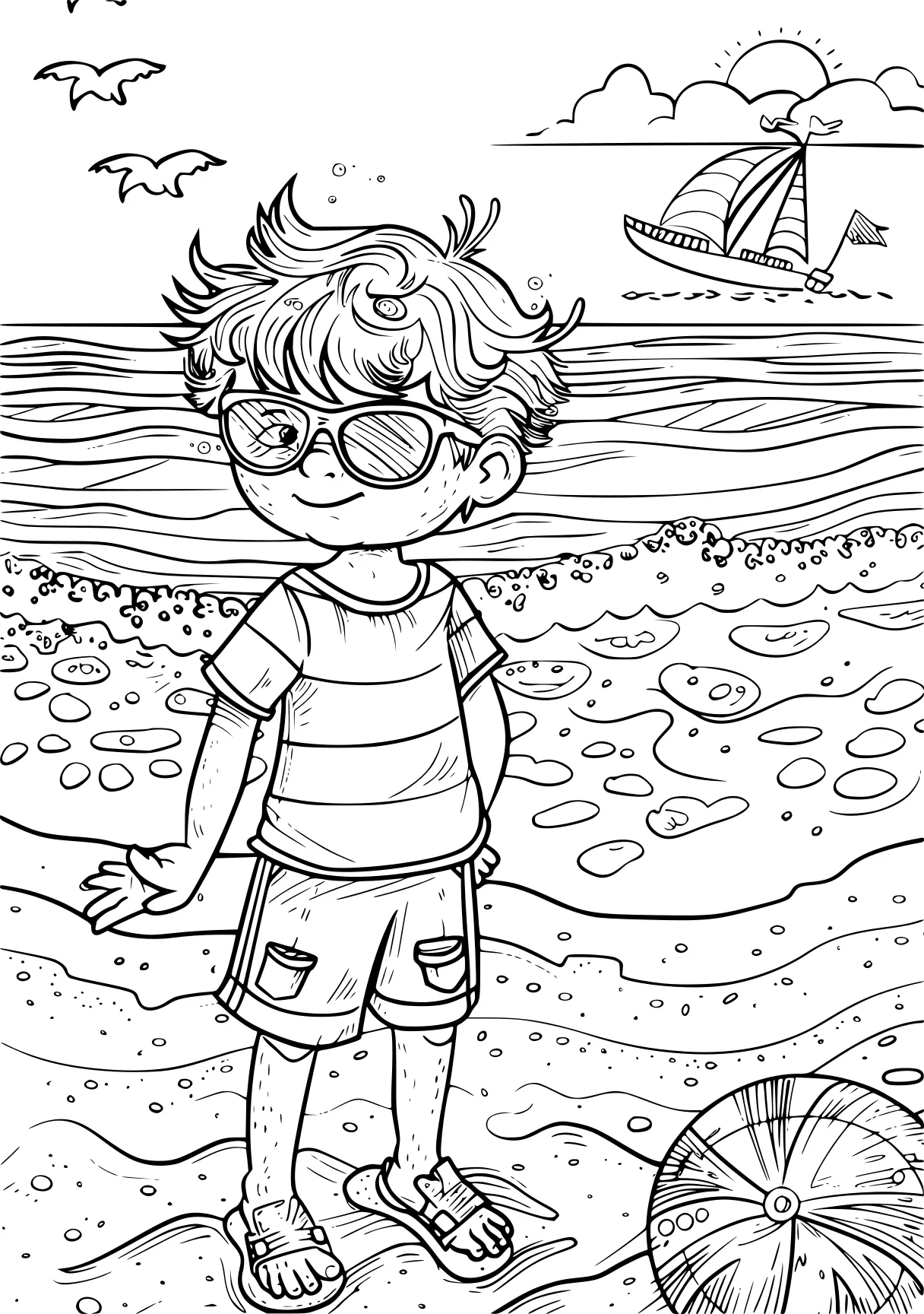 at the beach coloring pages beach, sea, ocean, free page downloads