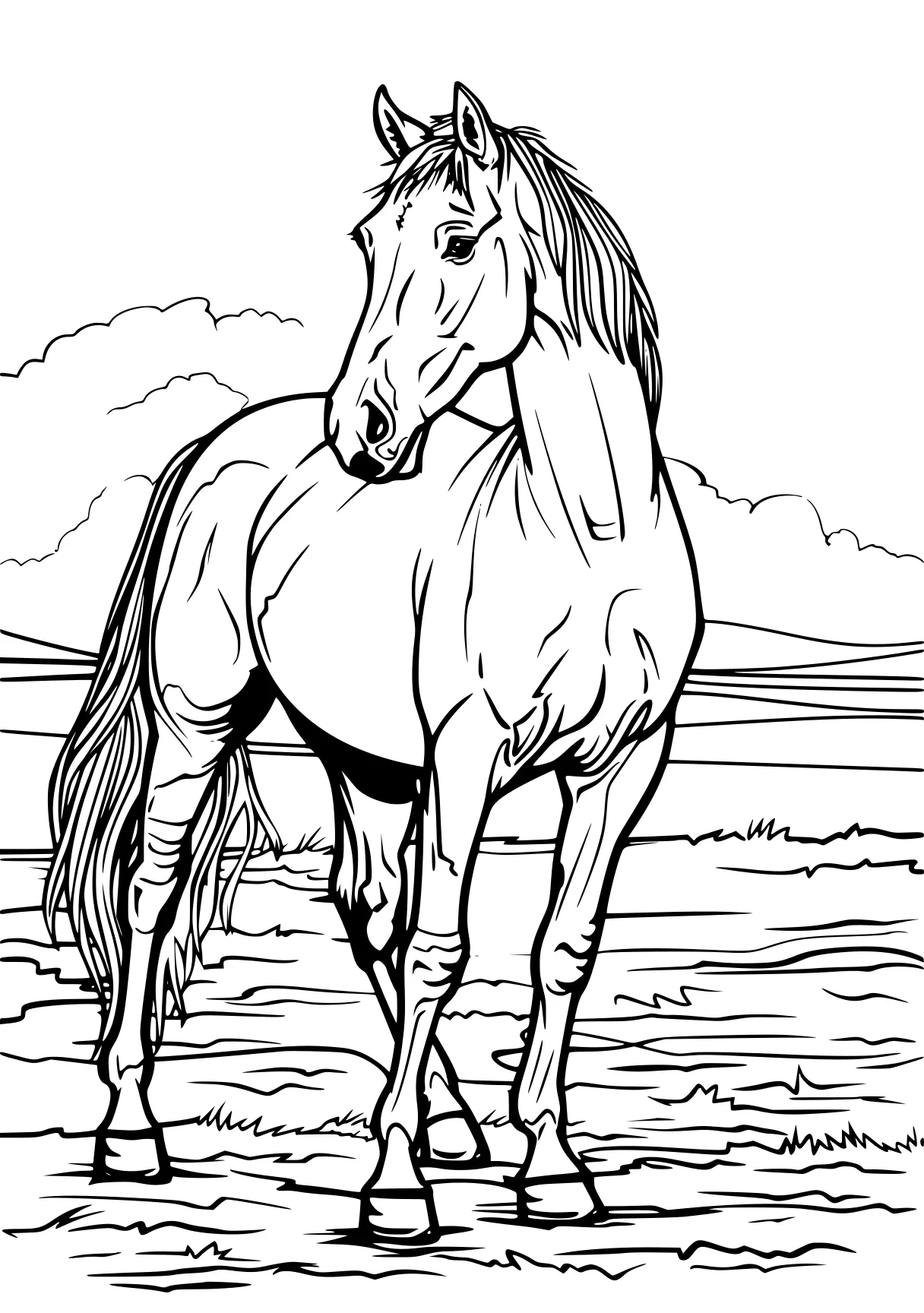 horse colouring horse, unicorn, pony, pegasus, free coloring page downloads