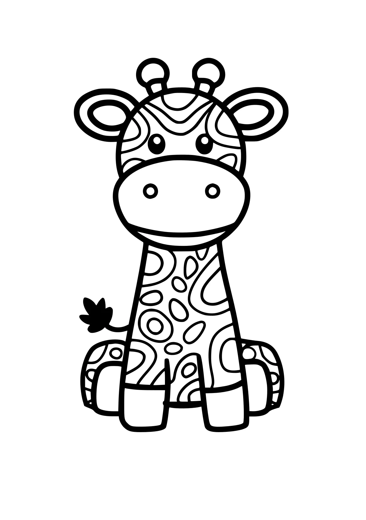 coloring pages cute animals cow, giraffe, moose, llama, deer, free page downloads