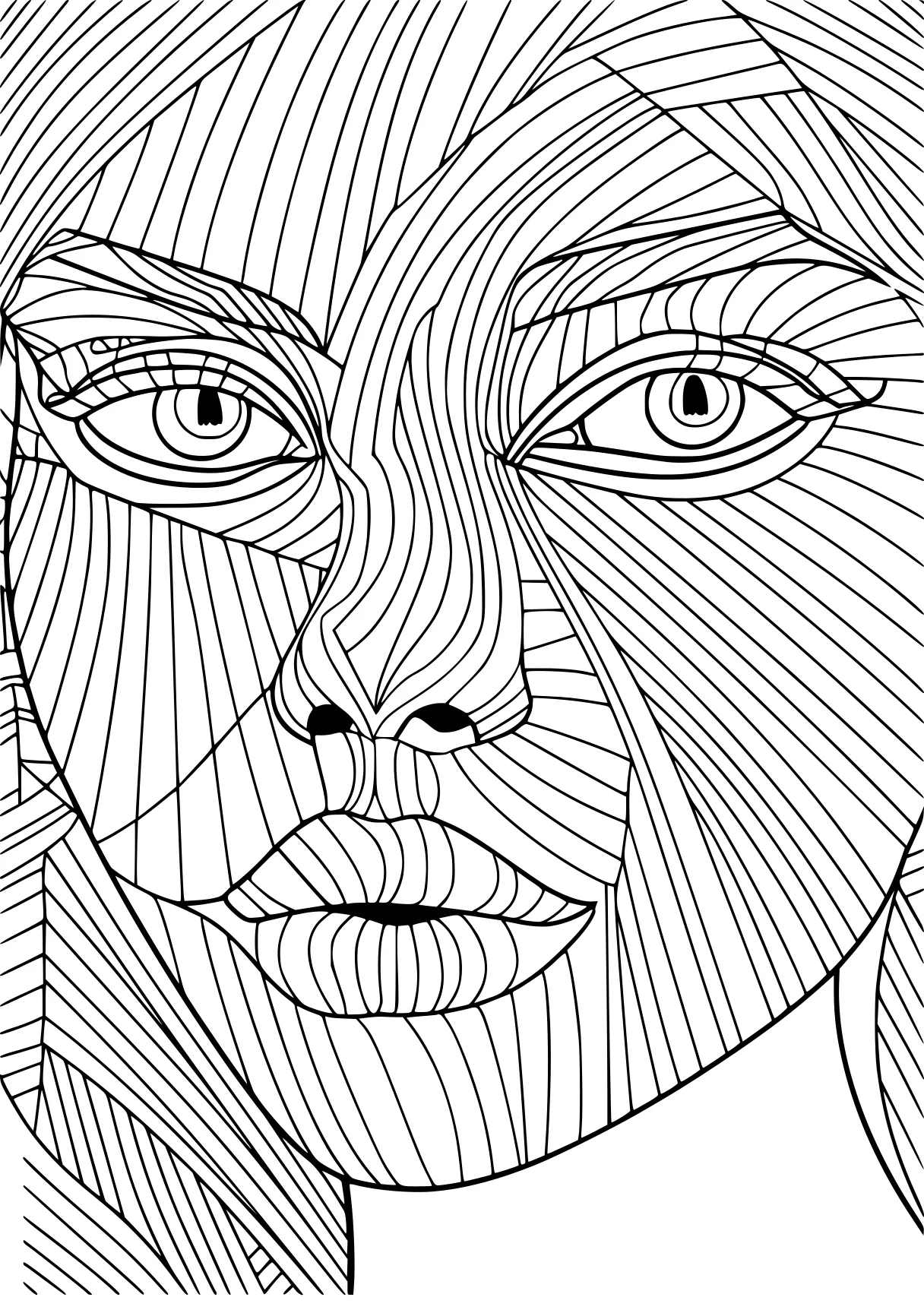 coloring pages of people, lines, face, illustrator, free page downloads