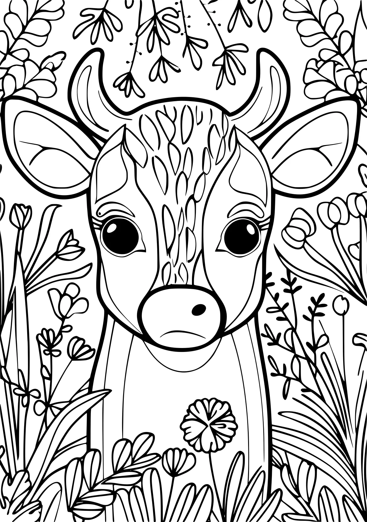 coloring games cow, deer, buffalo, free page downloads