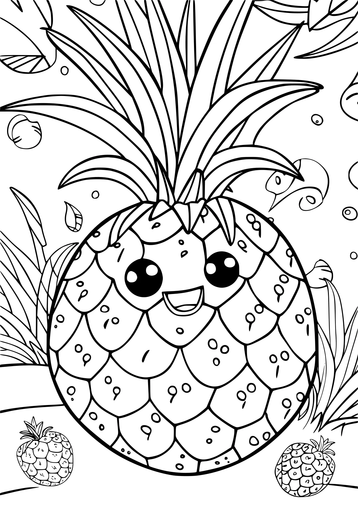 coloring images pineapple, zentangle, strawberry, free page downloads