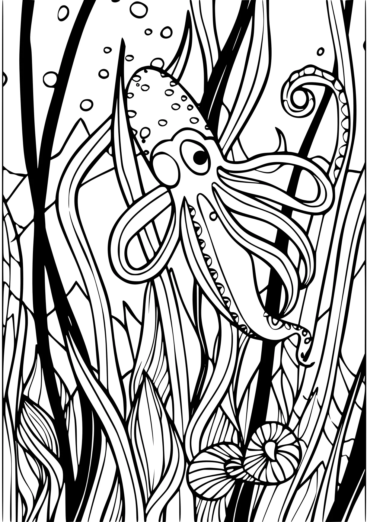 free coloring printables zentangle, octopus, siren, page downloads