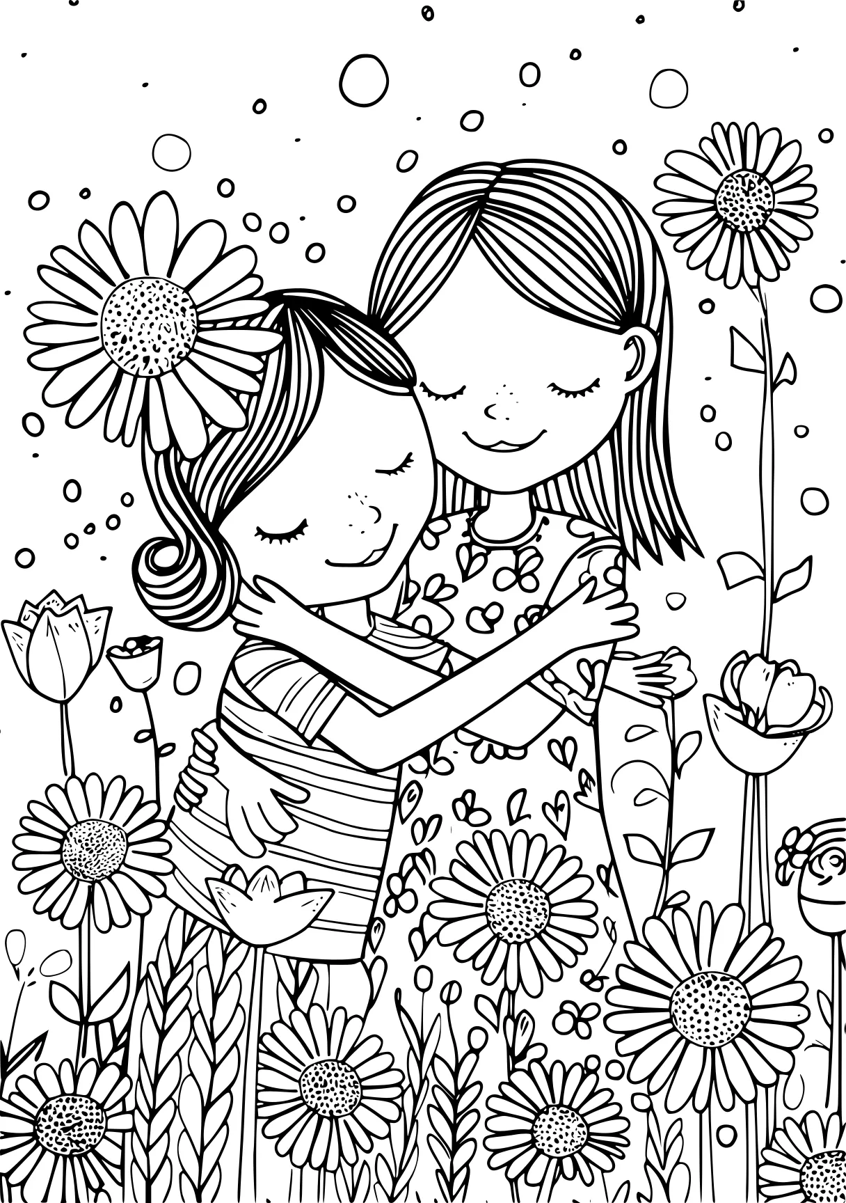 mothers day coloring page, printables, mother's, huggy, free downloads