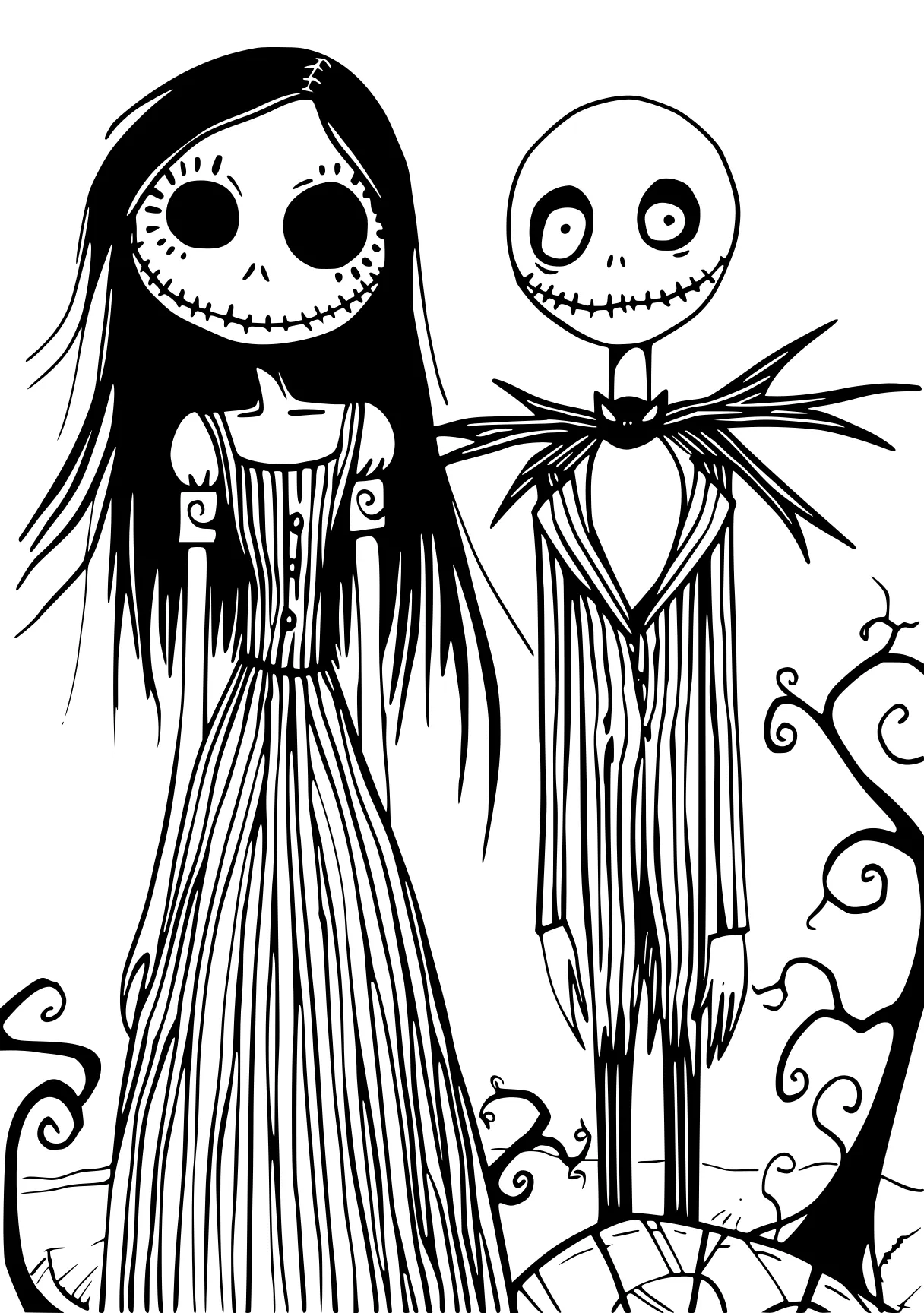 nightmare before christmas coloring page addams, skellington, gothic, vampirina, muertos, free downloads