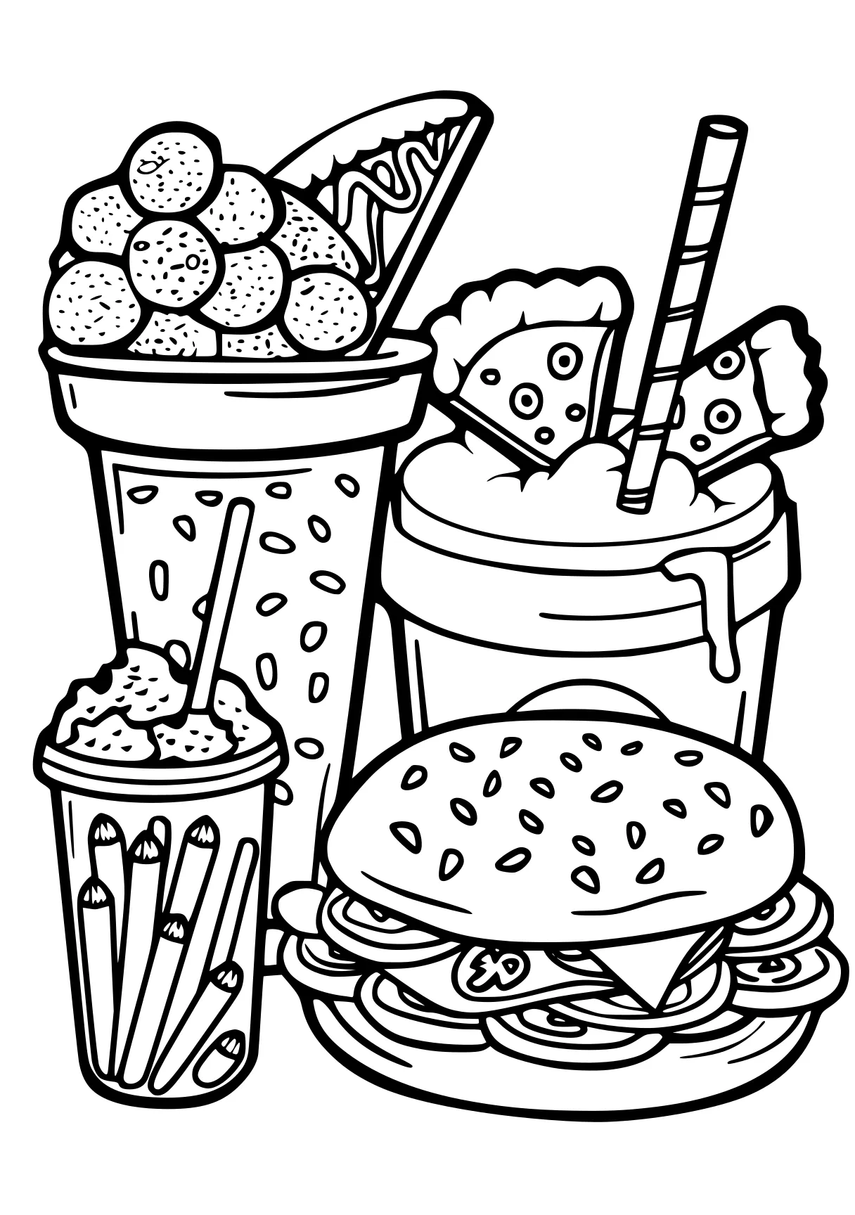 food coloring sheets foods, illustrator, burger, free page downloads