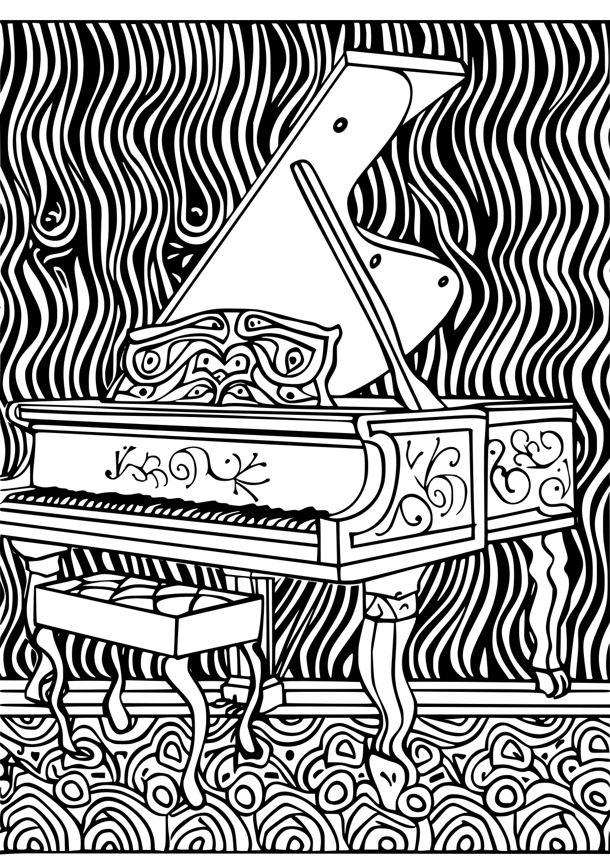 my melody coloring page piano, music, drawing, free downloads