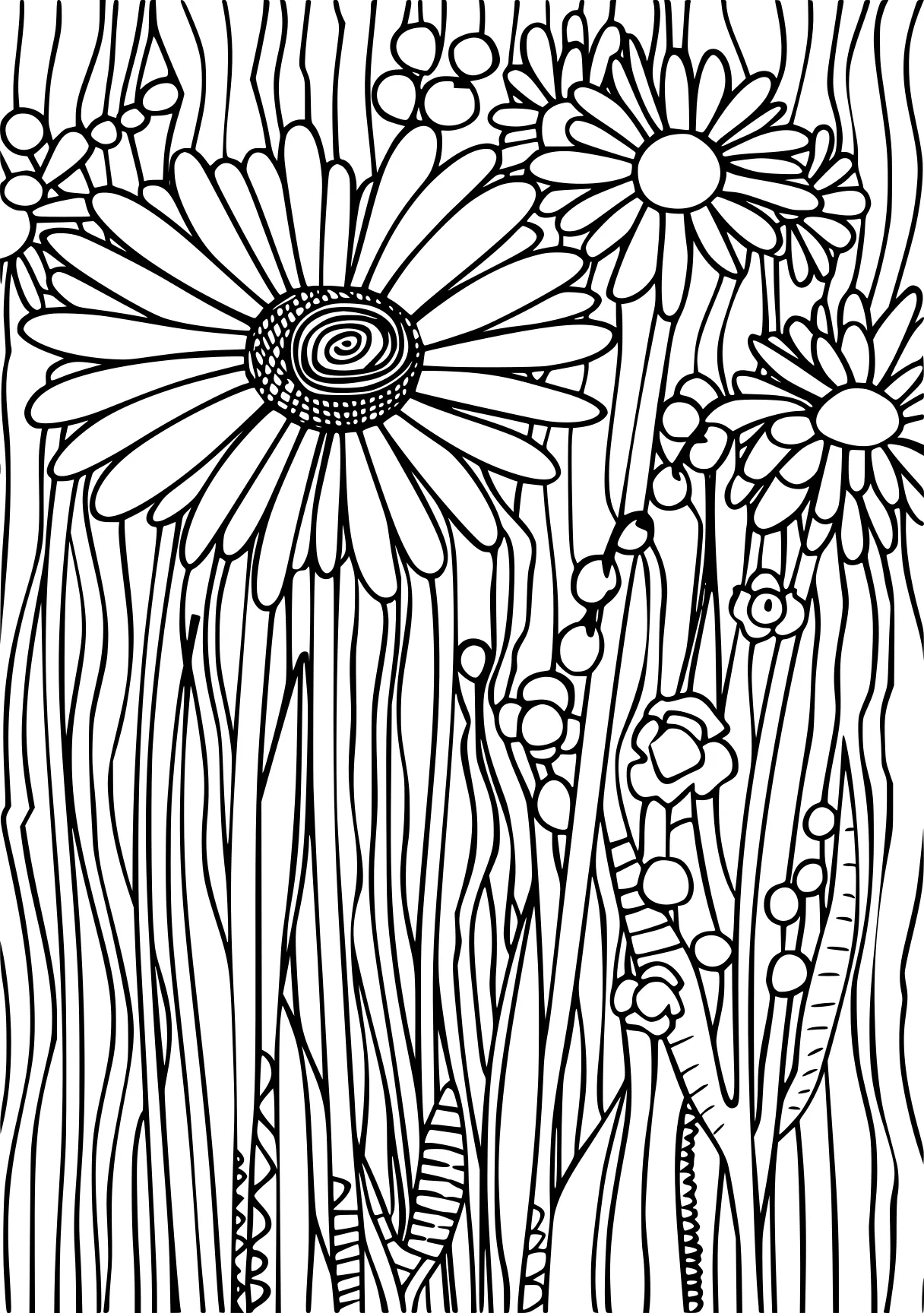 elemental coloring pages, zentangle, sunflower, pattern, free page downloads