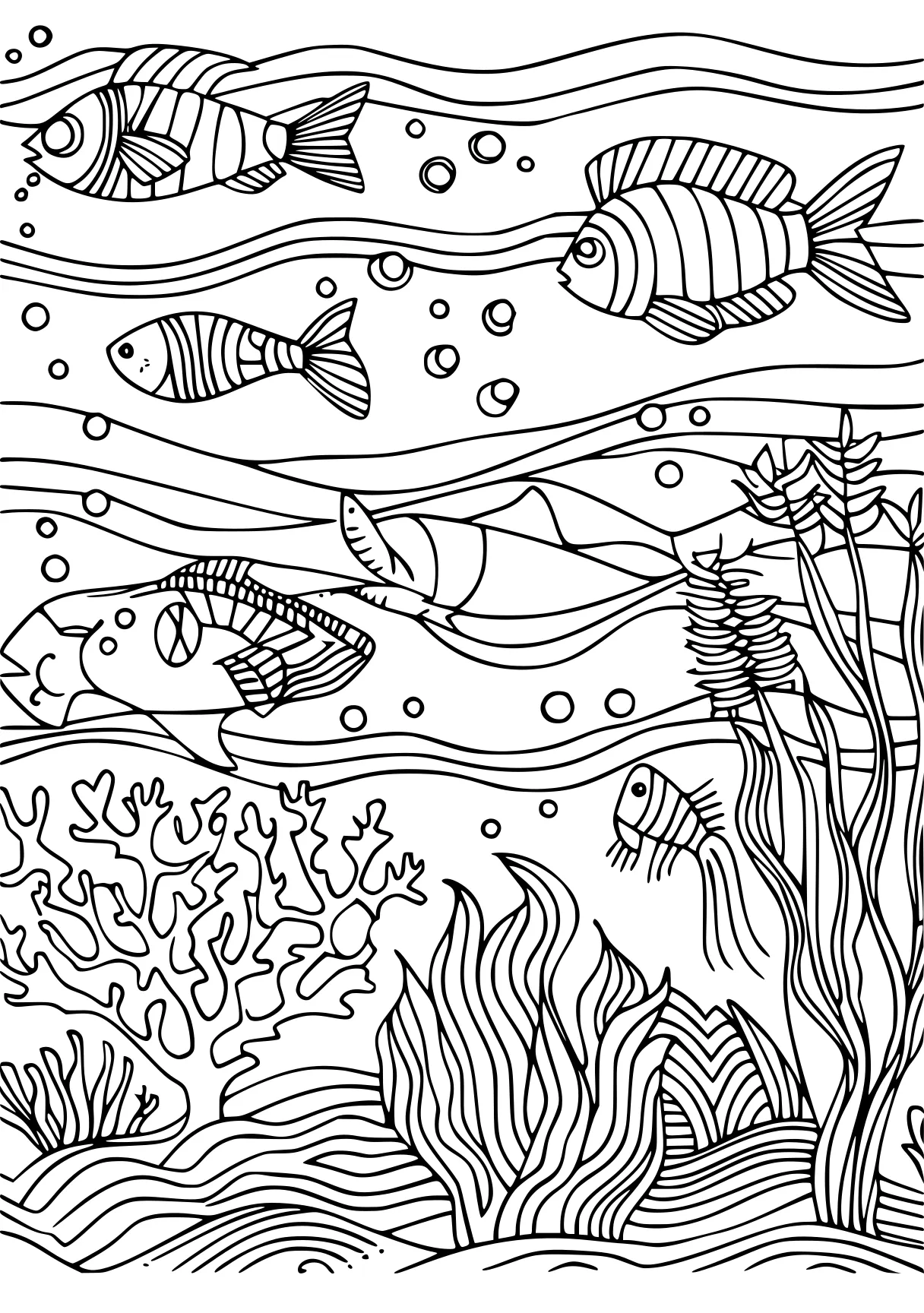 ocean coloring pages, zentangle, fish, colouring, free page downloads