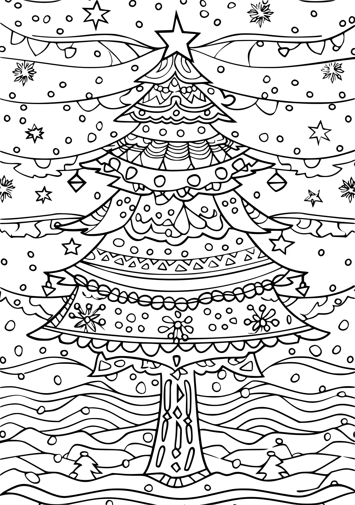 holiday coloring pages, zentangle, ornament, tree, free page downloads