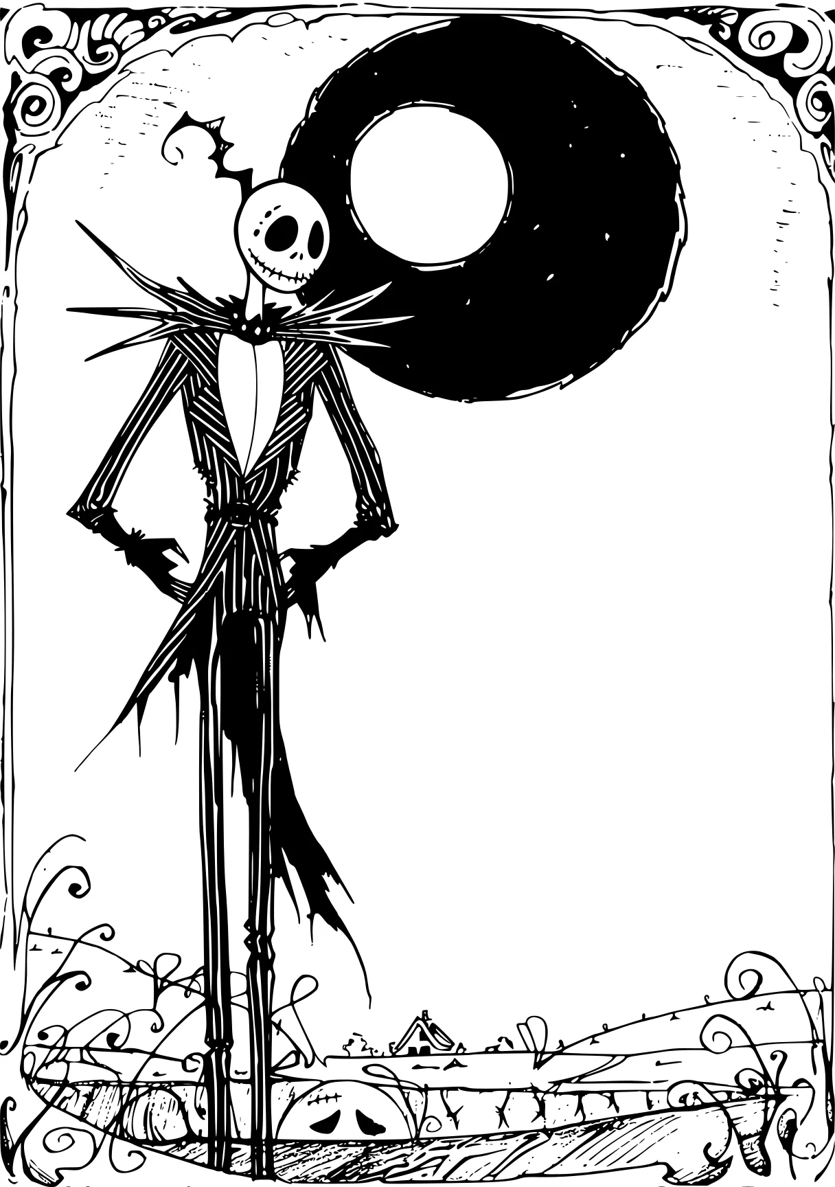 nightmare before christmas coloring pages skellington, kuromi, scarecrow, vampirina, coraline, free page downloads