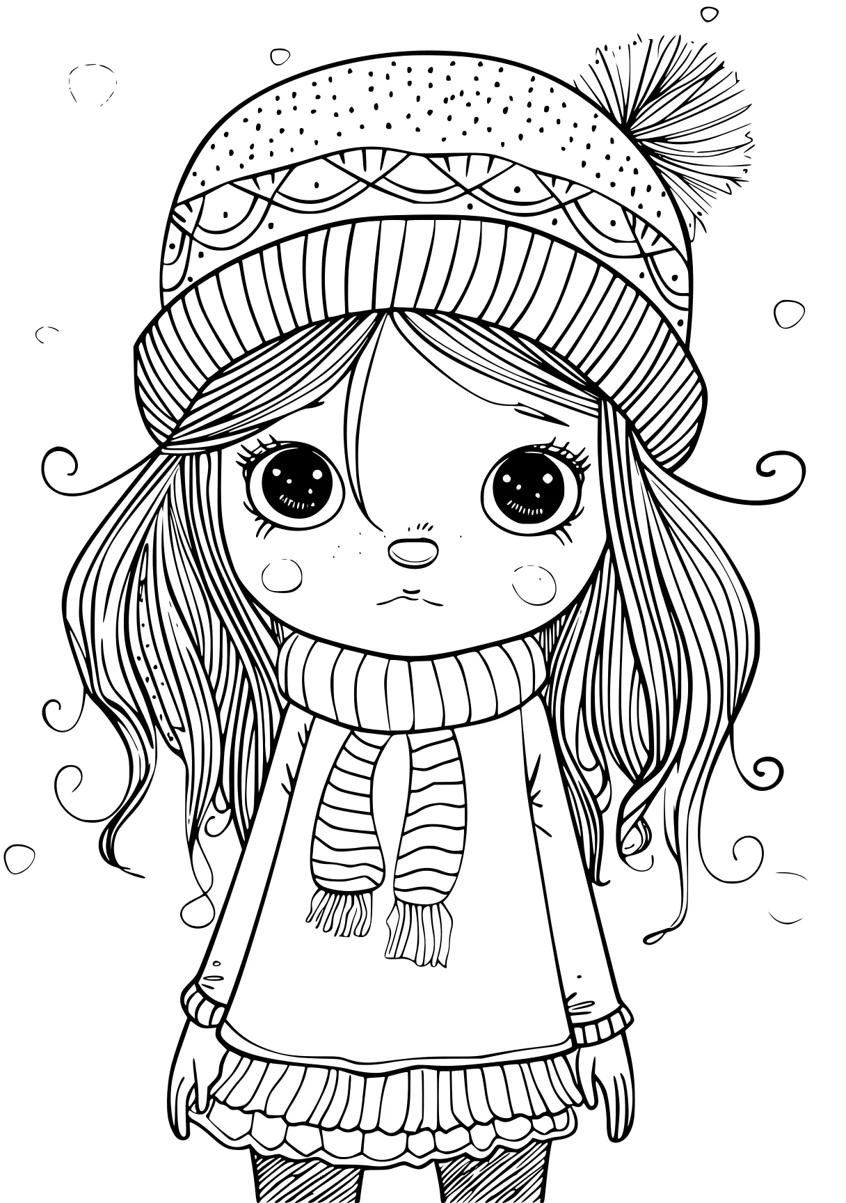 colouring pages cute winter, beanie, illustrator, snow, snowman, free coloring page downloads