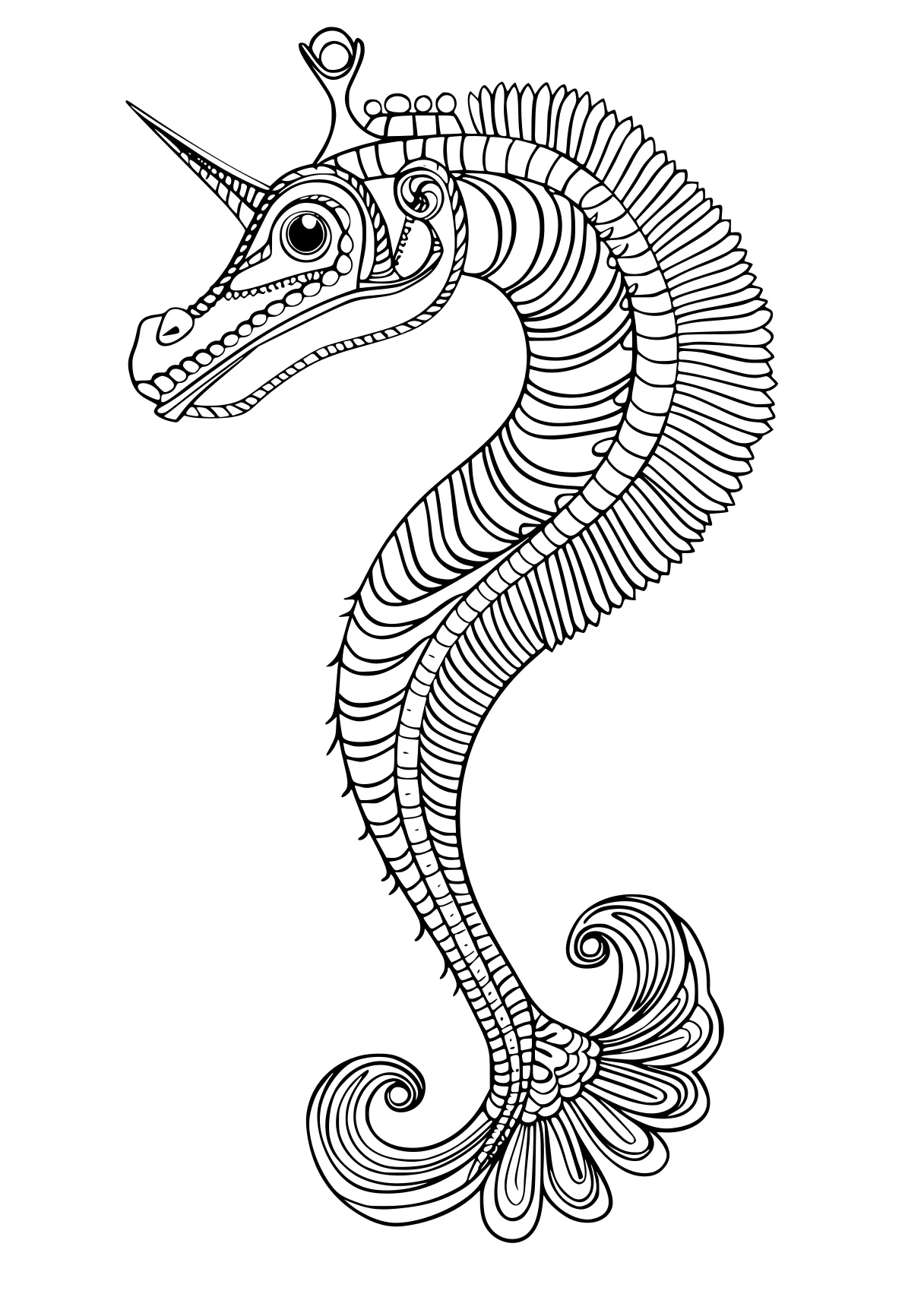 sea creature coloring page seahorse, cobra, scorpius, dragon, biollante, free downloads