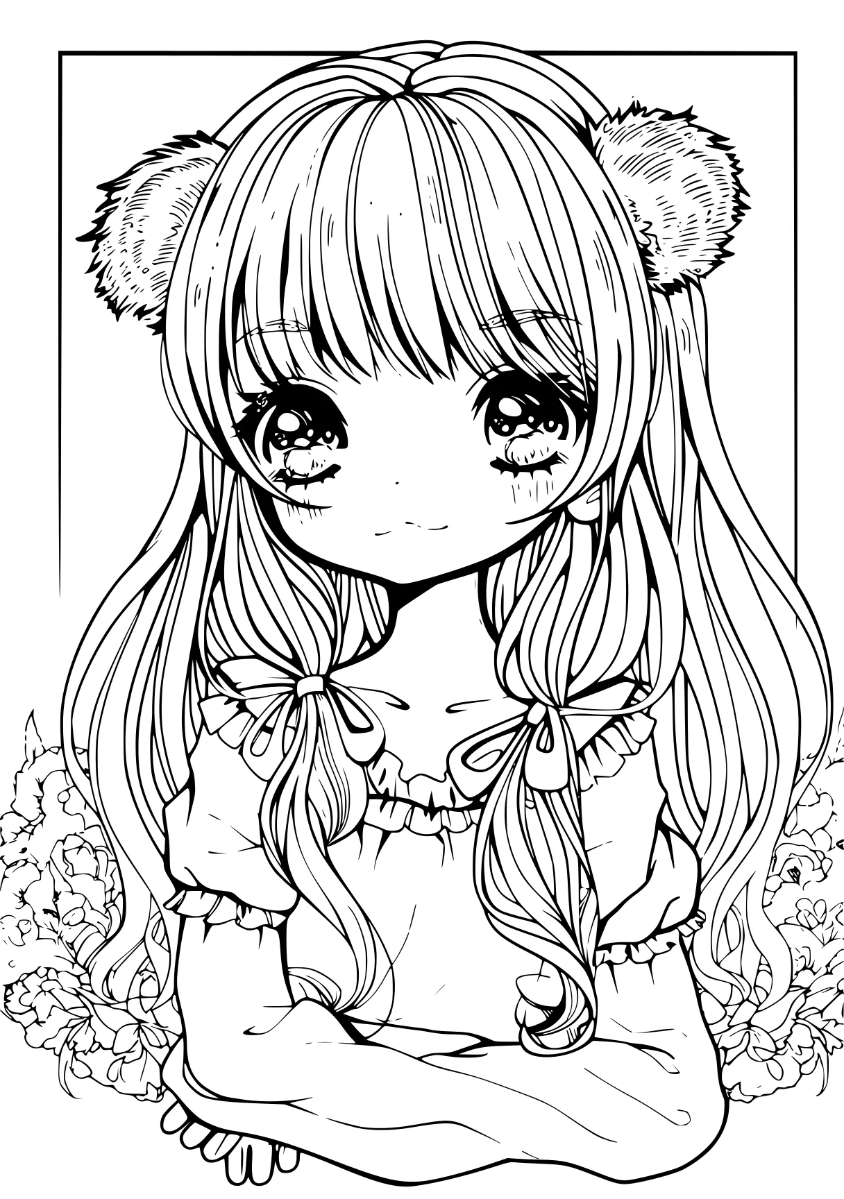 anime coloring sheet chibi, kuromi, alice, bear, free page downloads