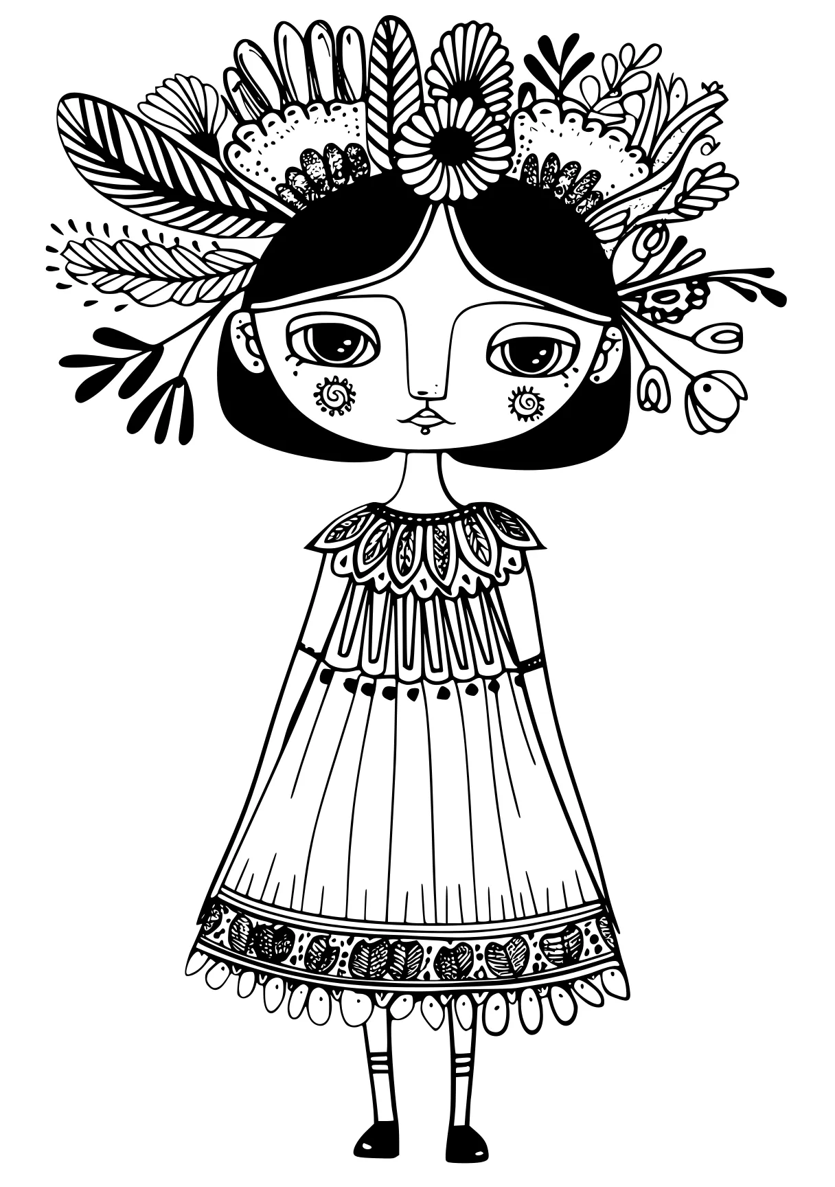 encanto coloring page zentangle, printables, illustrator, muertos, free downloads