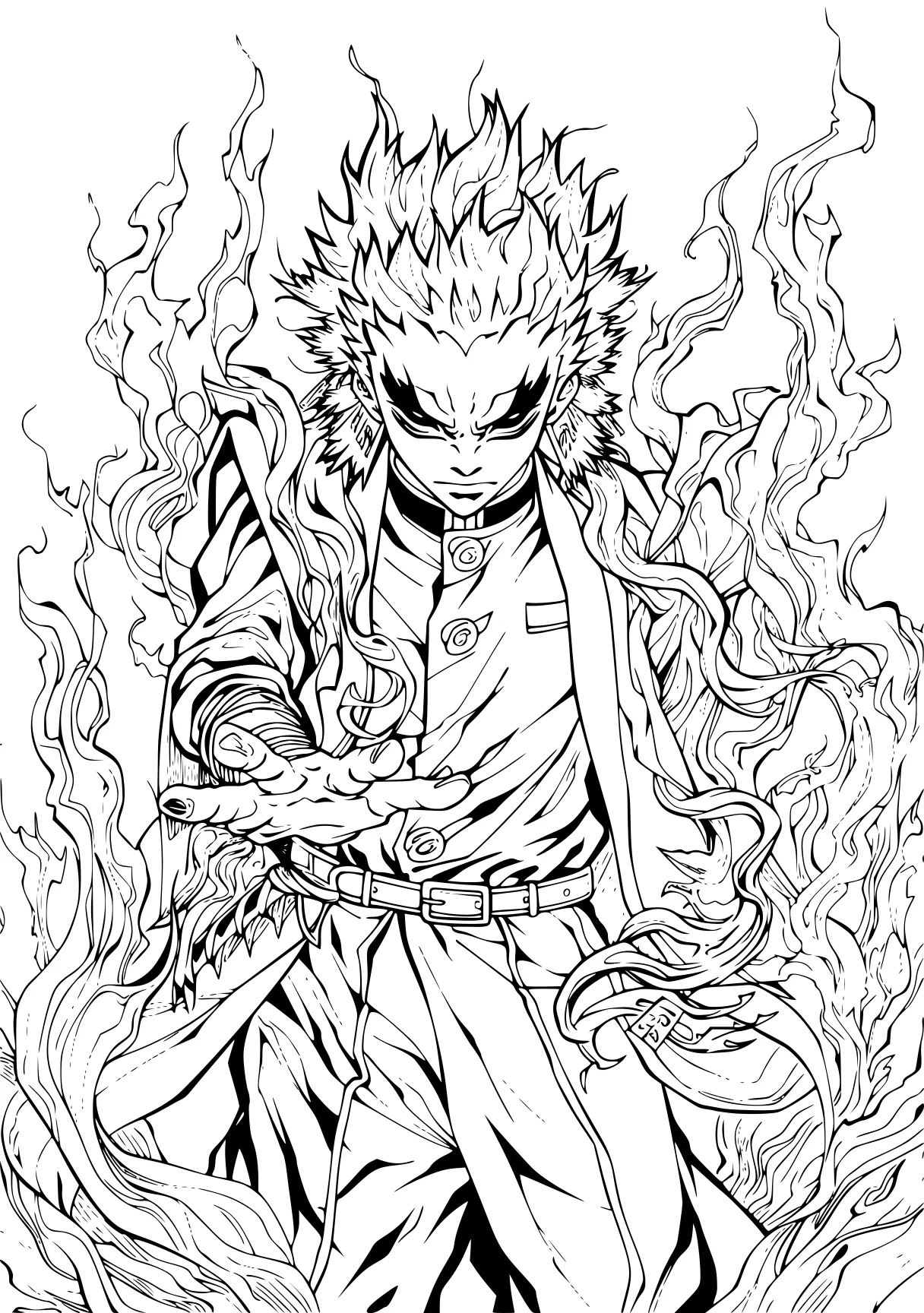 demon slayer coloring page tanjiro, blaze, kaido, sasuke, gogeta, free downloads