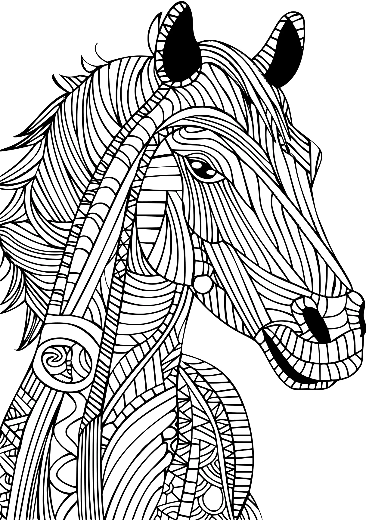 animal pictures to color horse, zentangle, seahorse, free coloring page downloads