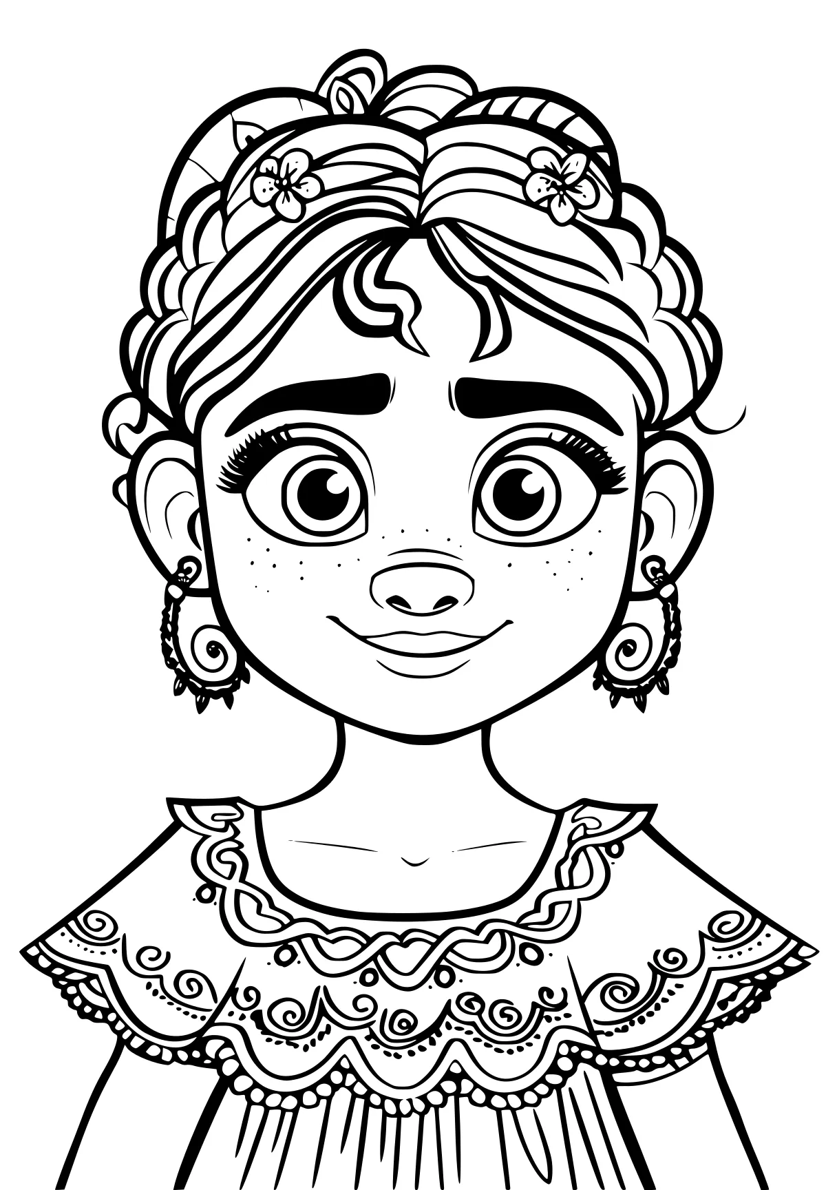 encanto coloring page moana, isabela, rangoli, pocahontas, free downloads