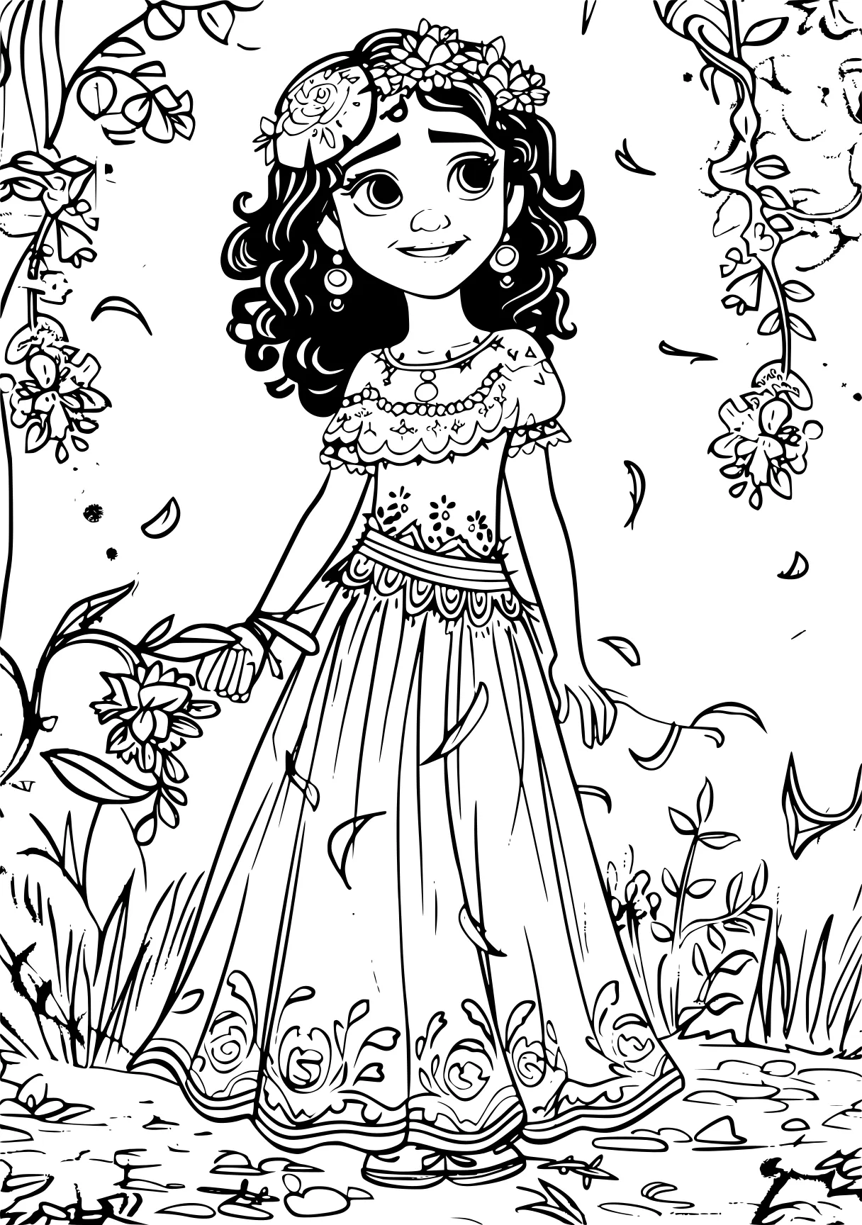 encanto colouring pages, princess, fairy, belle, free coloring page downloads