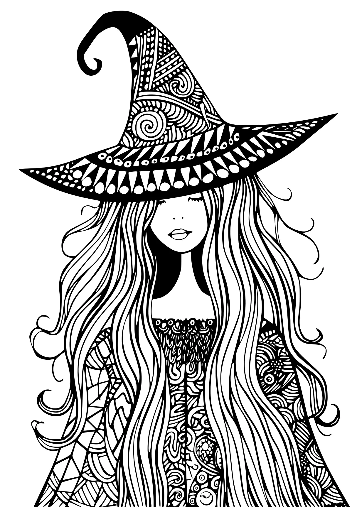 witch coloring pages zentangle, witchy, witch, rapunzel, wizard, free page downloads