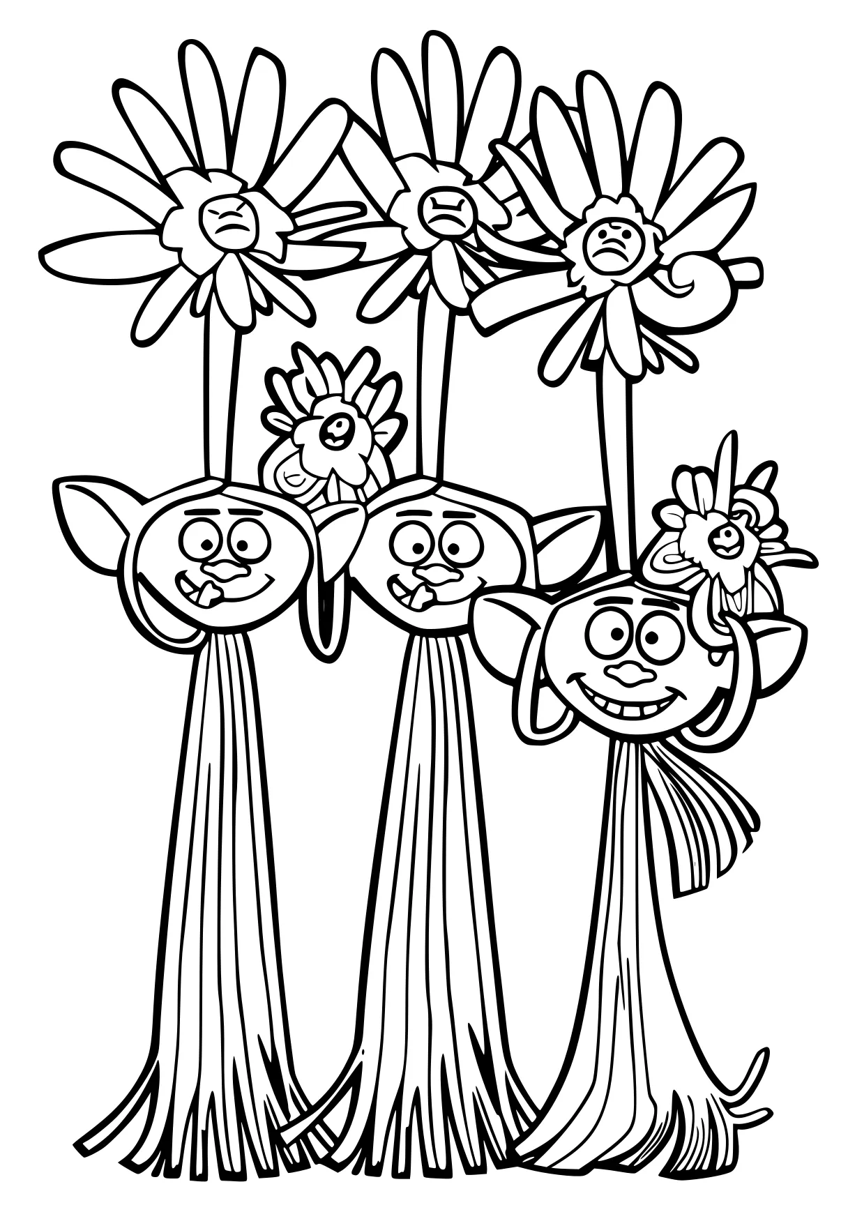 trolls coloring pages, flowers, printables, flower, free page downloads