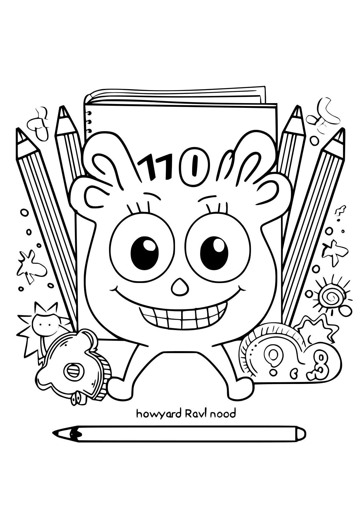 number coloring pages, pencils, printables, illustrator, free page downloads