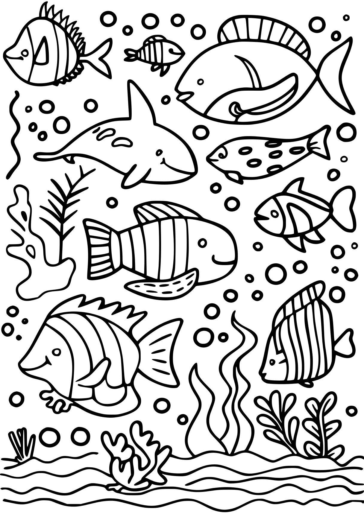 ocean animals coloring pages sharks, fish, aquarium, free page downloads