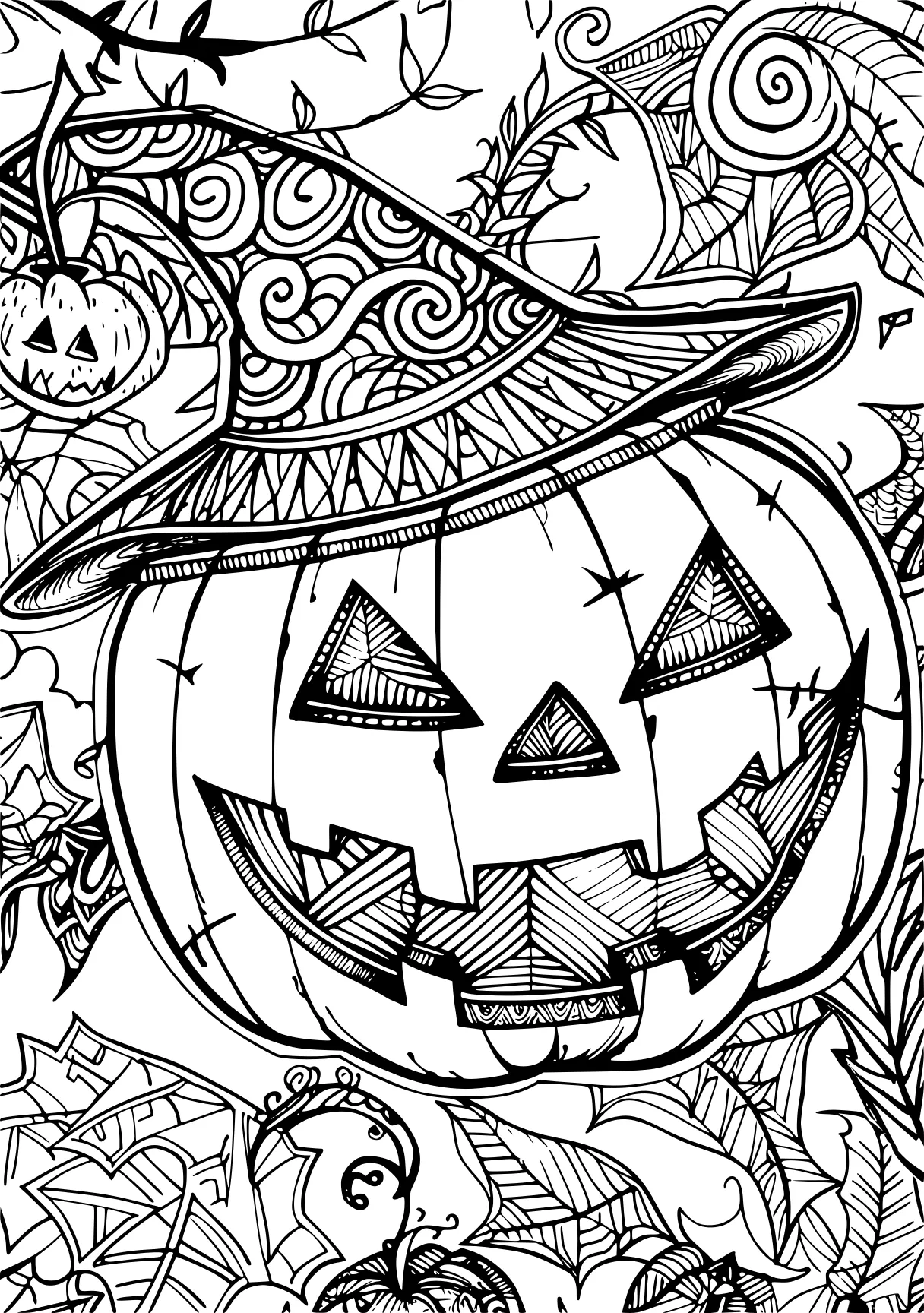 coloring pages for adults pdf, halloween, pumpkin, zentangle, free page downloads