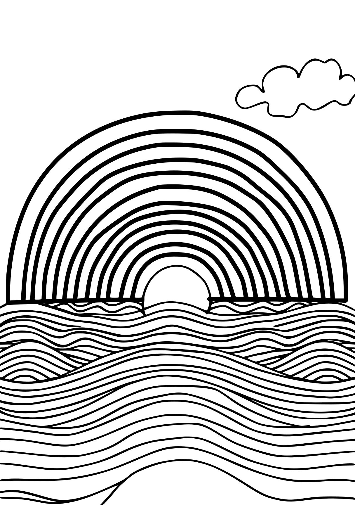 rainbow coloring page, lines, sea, illustrator, free downloads