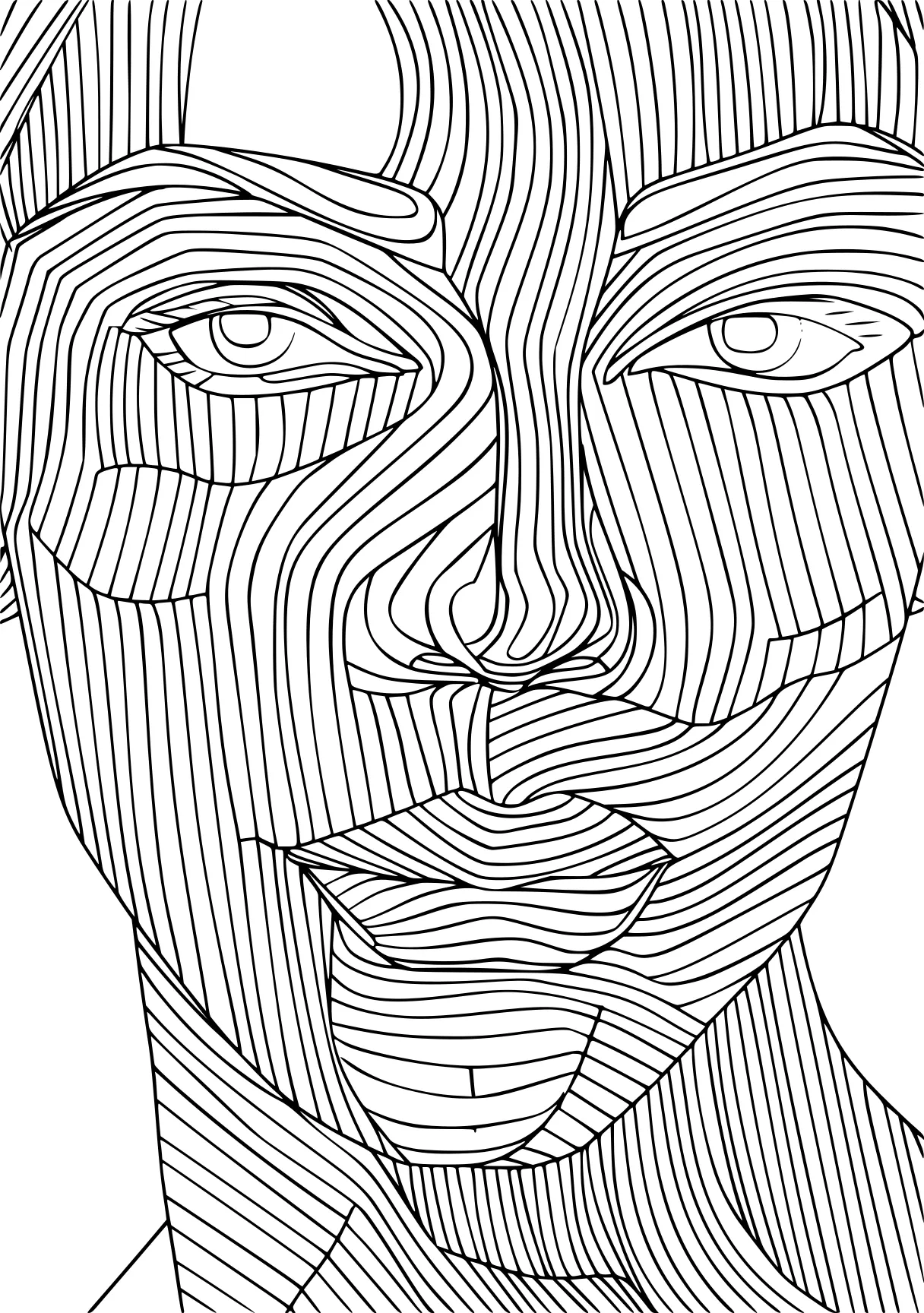 coloring pages of people face, lines, mask, free page downloads