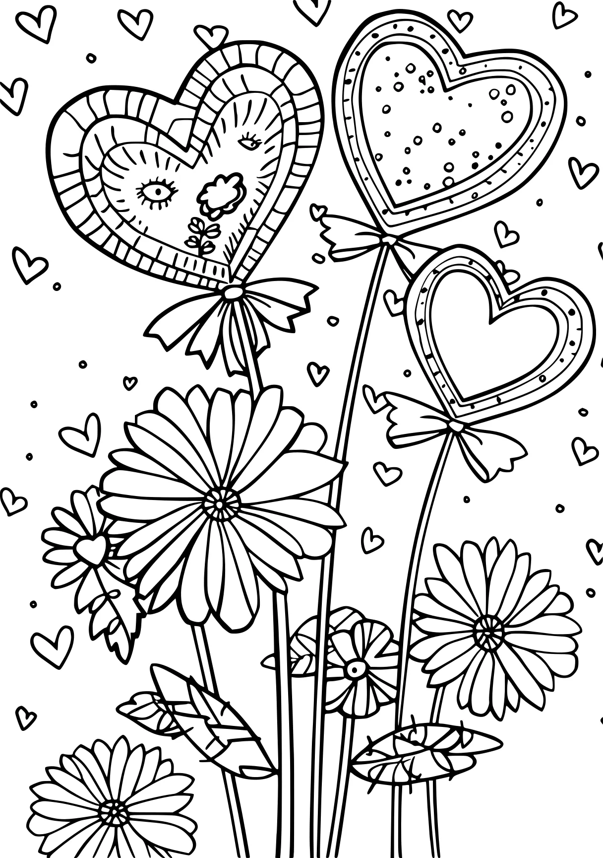 valentines coloring pages, zentangle, printables, flowers, free page downloads