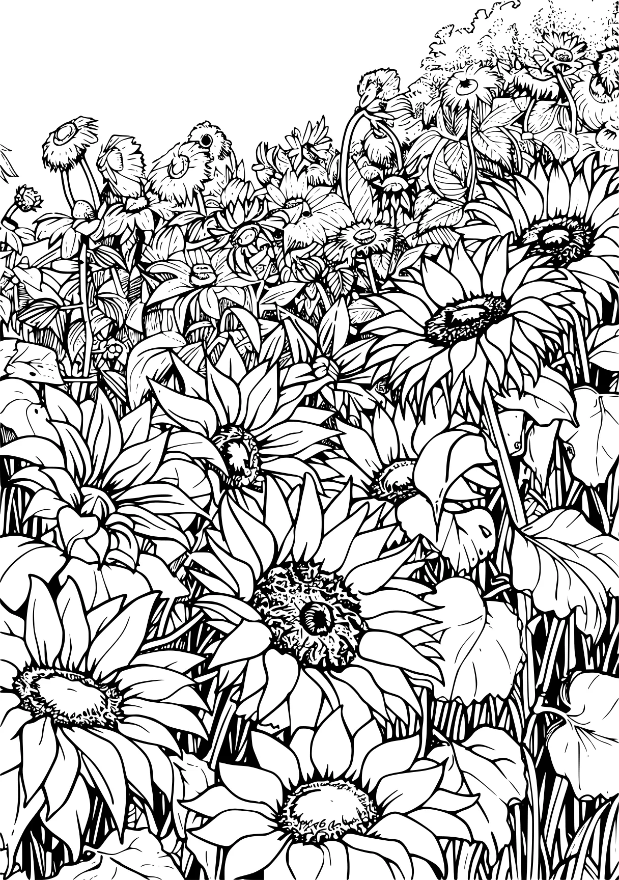 garten of banban coloring pages, zentangle, sunflower, plants, free page downloads