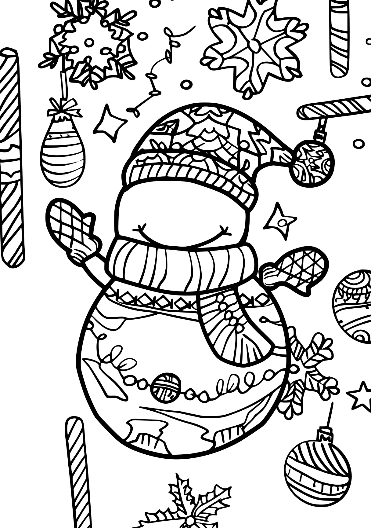 xmas colouring pages, zentangle, snowman, ornament, free coloring page downloads