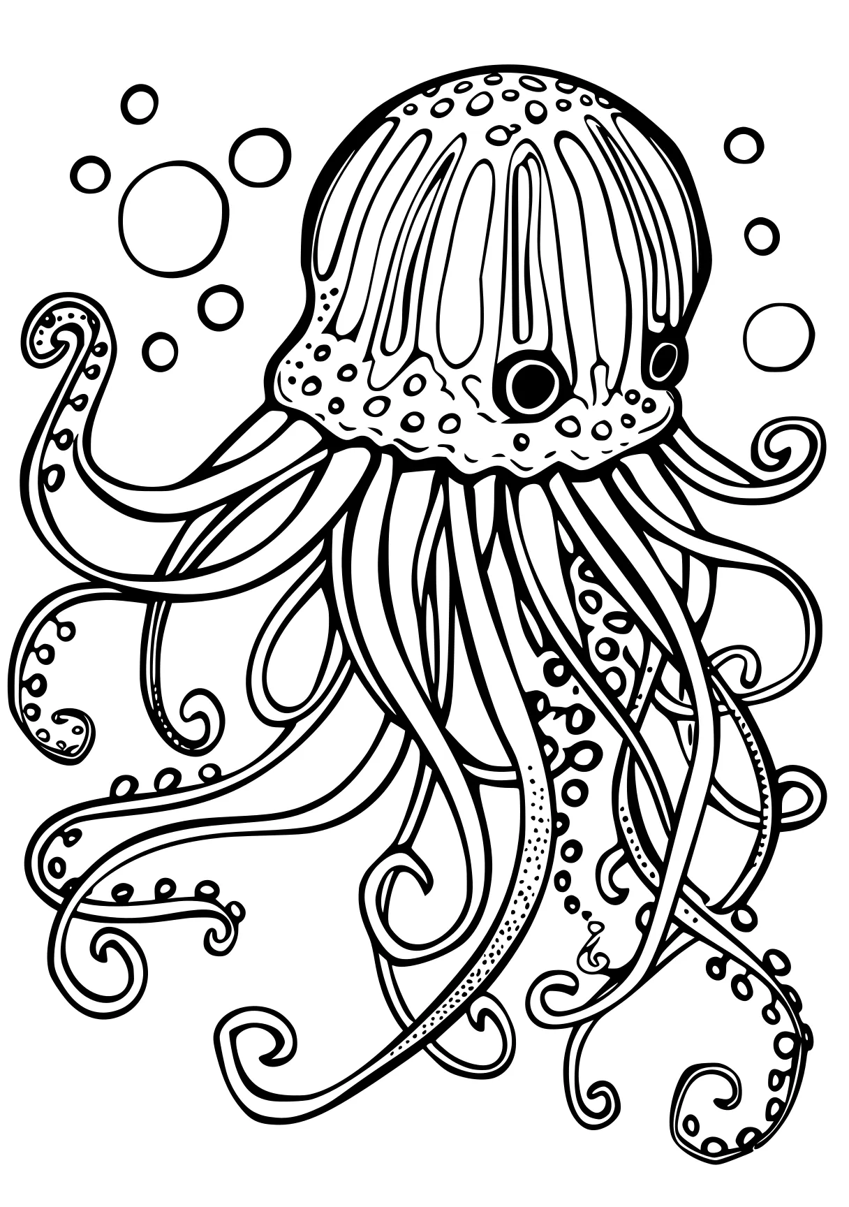 sea creature coloring page octopus, jellyfish, illustrator, free downloads