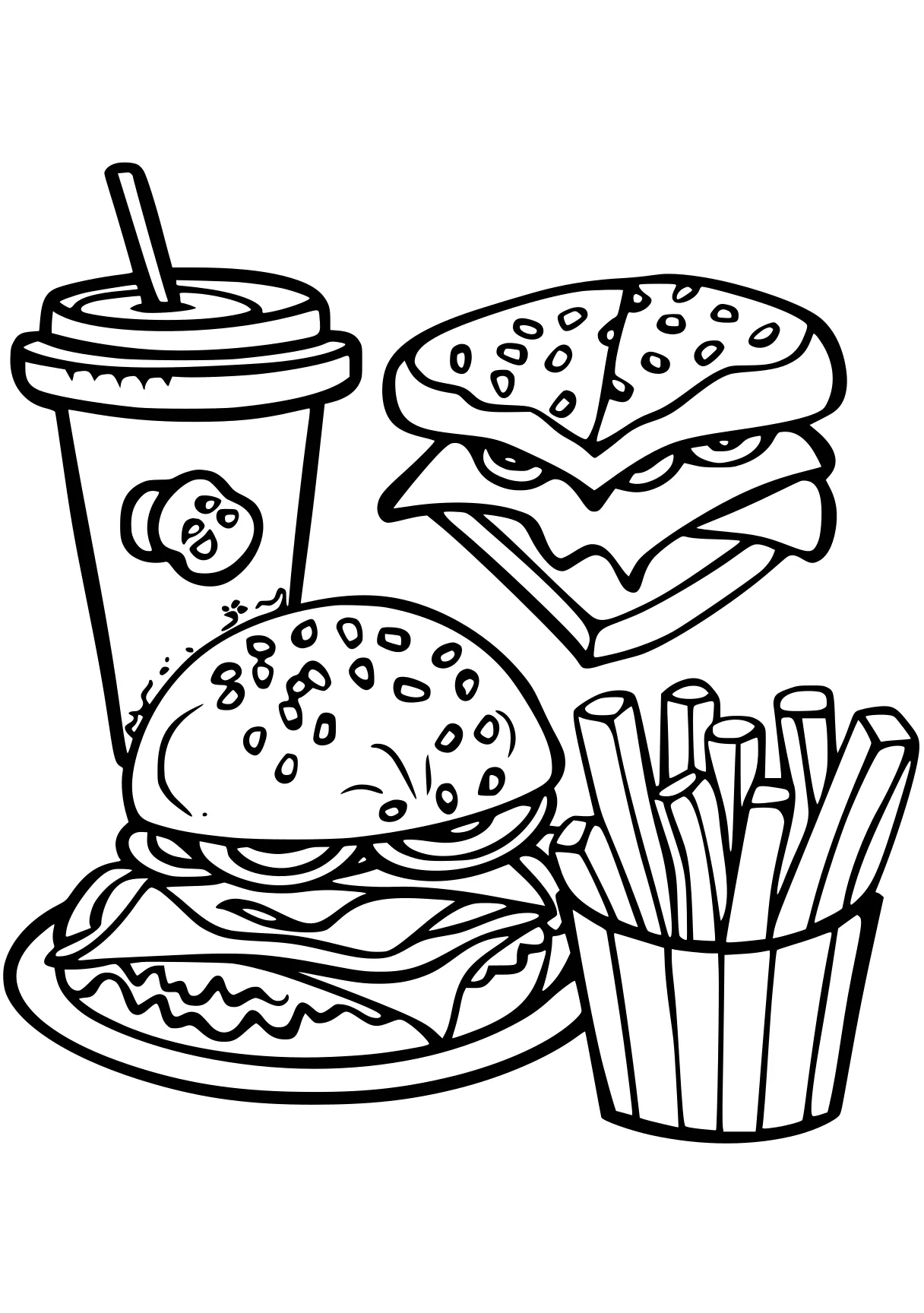 food coloring pages foods, burger, food, free page downloads