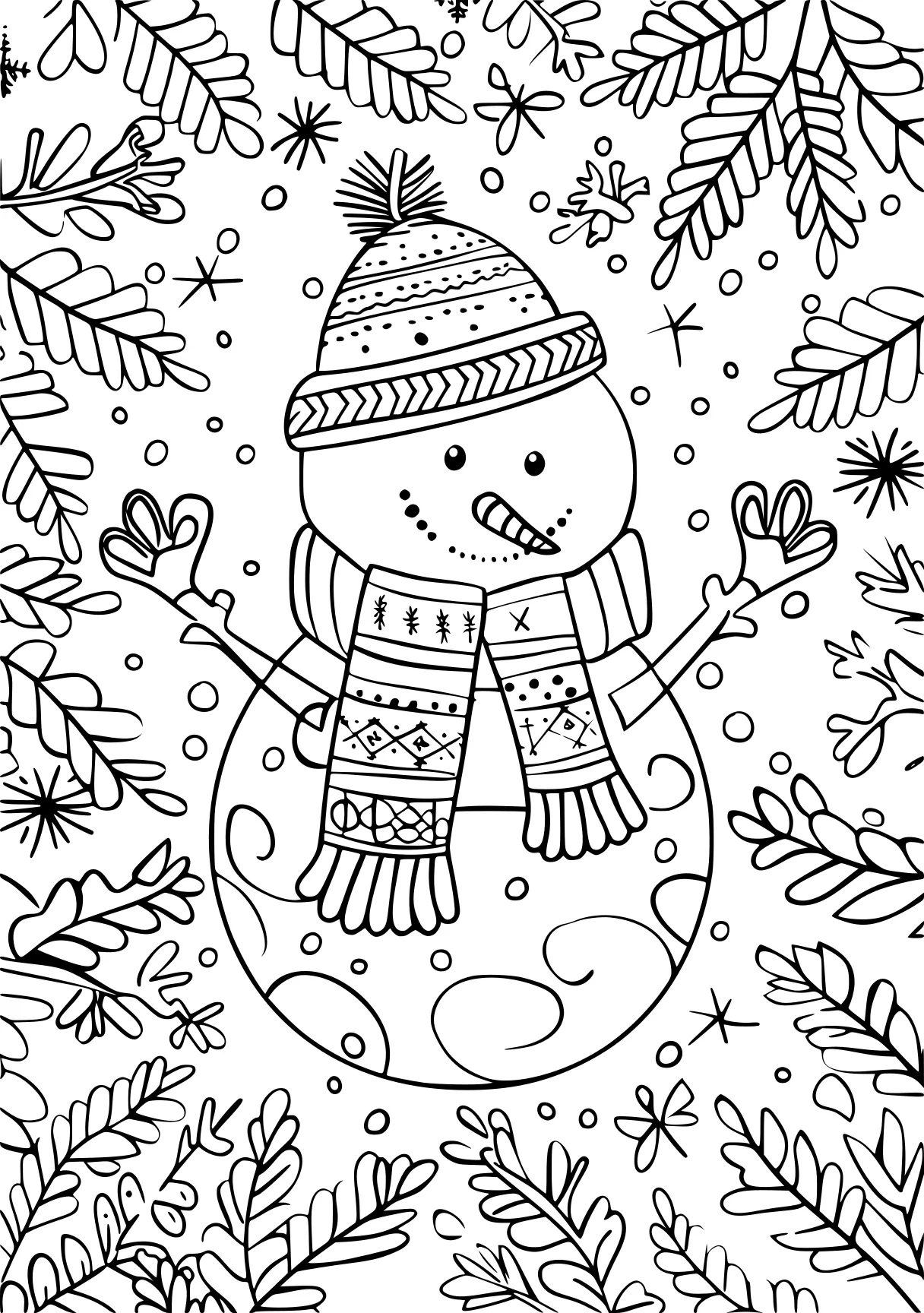 winter coloring snowman, zentangle, ornament, free page downloads