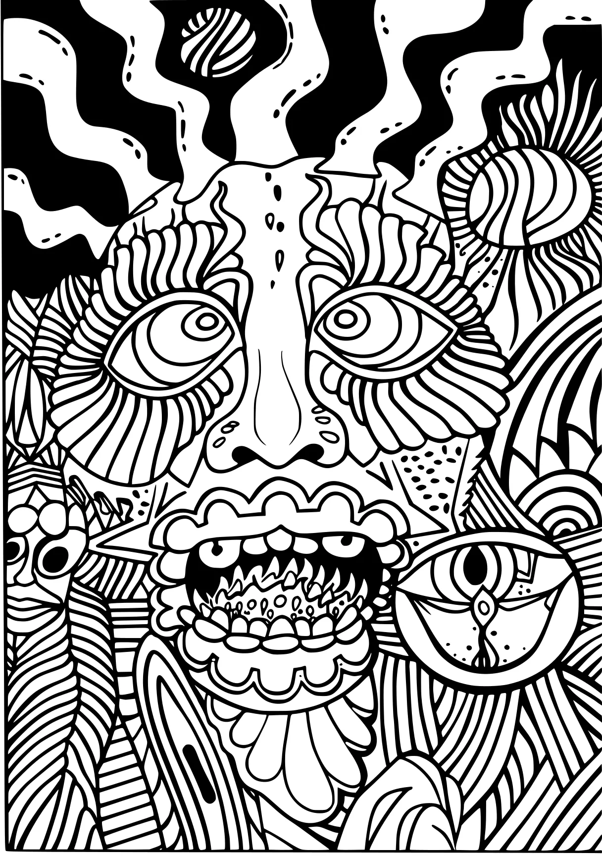 trippy coloring pages for adults zentangle, acid, kaido, free page downloads