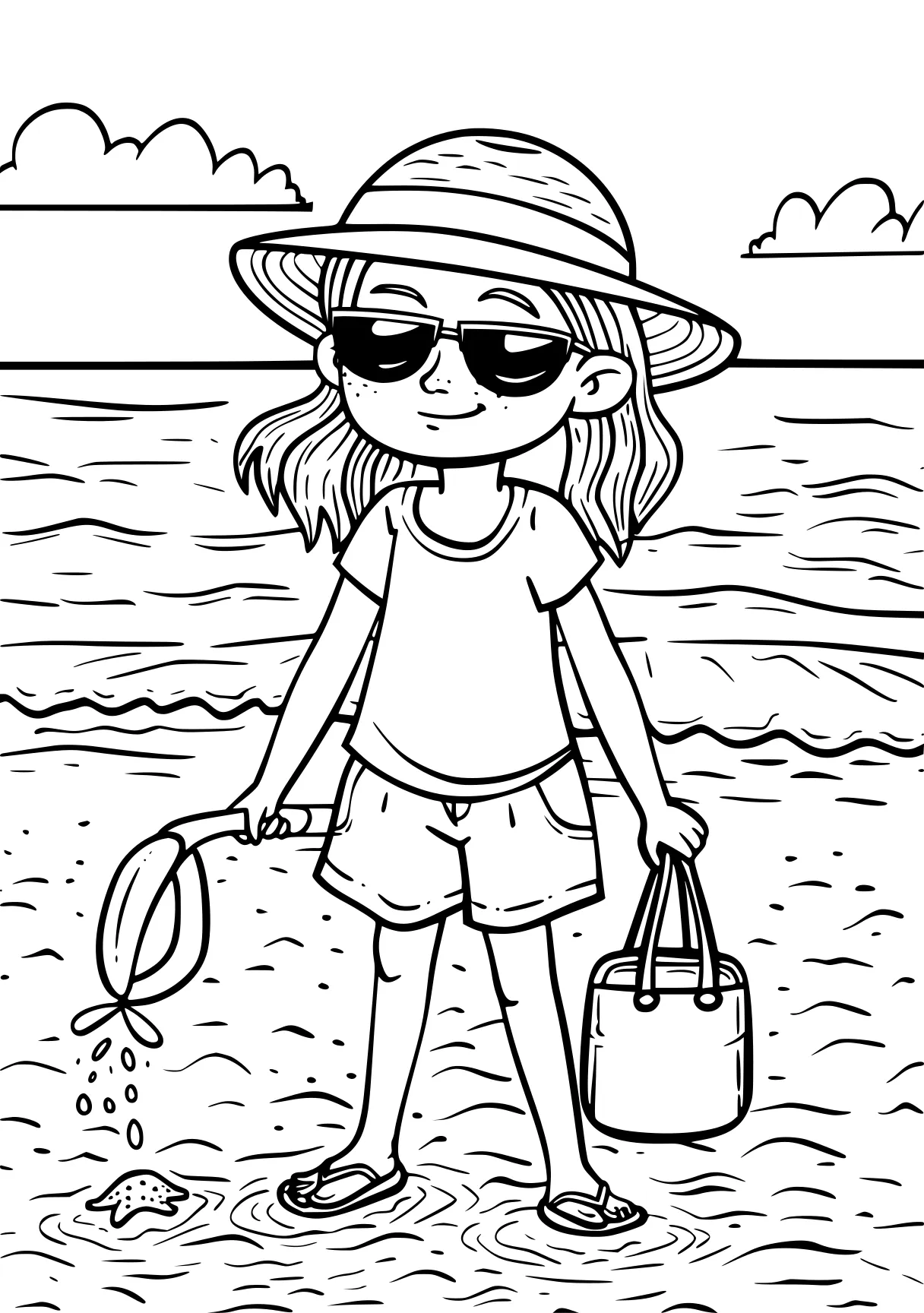 at the beach coloring pages beach, summer, holiday, free page downloads