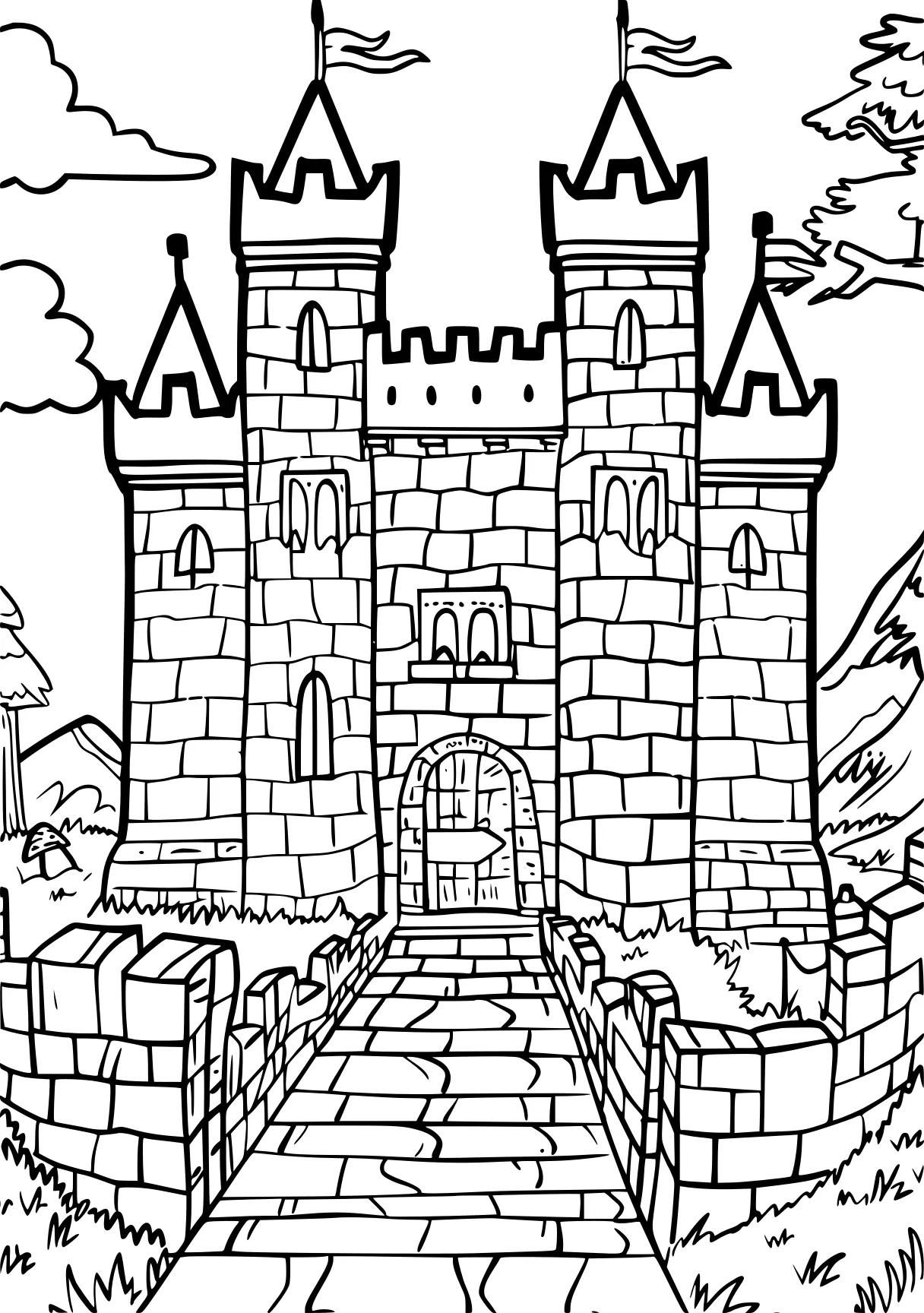 castle coloring page castle, dungeons, tower, free downloads