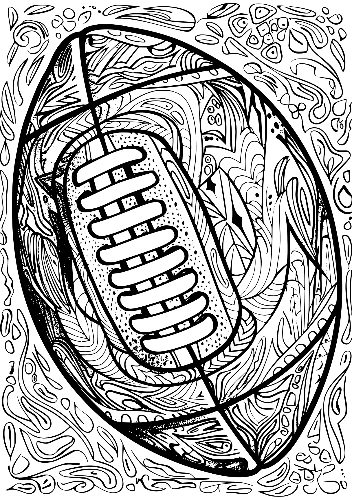 football coloring sheet zentangle, ornament, pillar, egg, acorn, free page downloads