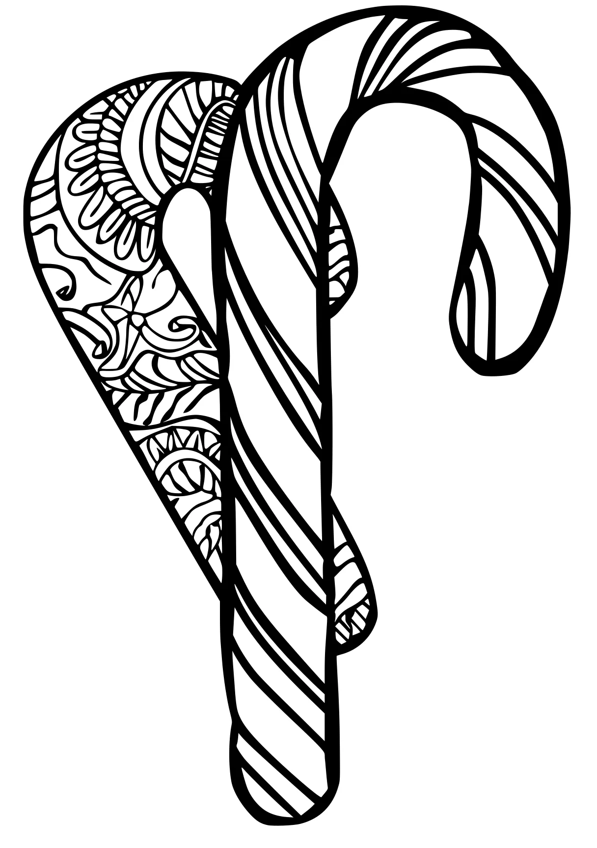 candy cane coloring page zentangle, ornament, design, free downloads