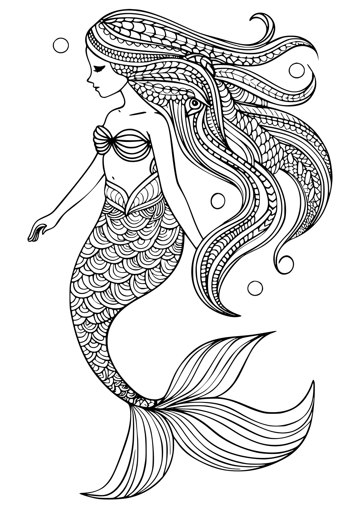 mermaid coloring sheet mermaid, ariel, zentangle, siren, free page downloads