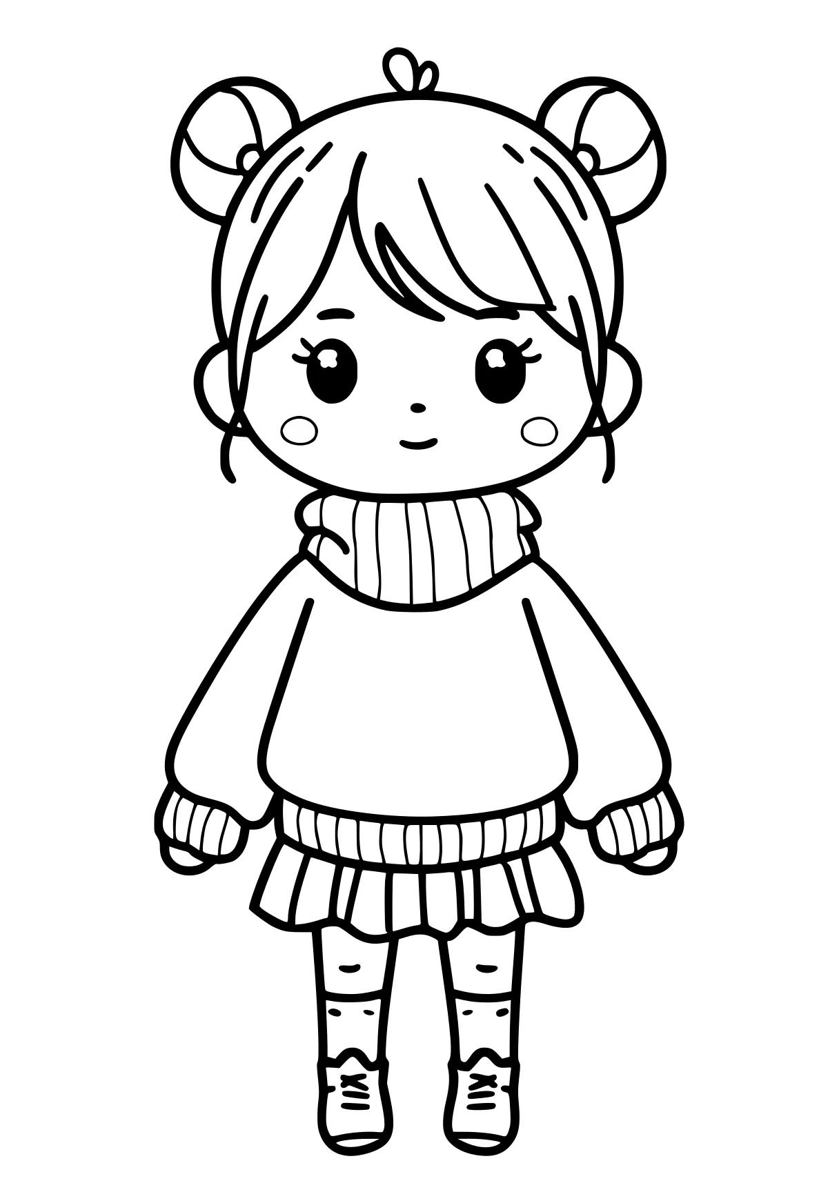 kawaii coloring pages sweater, cinnamoroll, chibi, winter, beanie, free page downloads