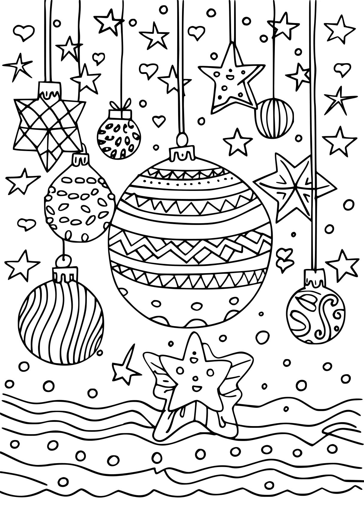 easy christmas coloring pages, zentangle, ornament, printables, free page downloads