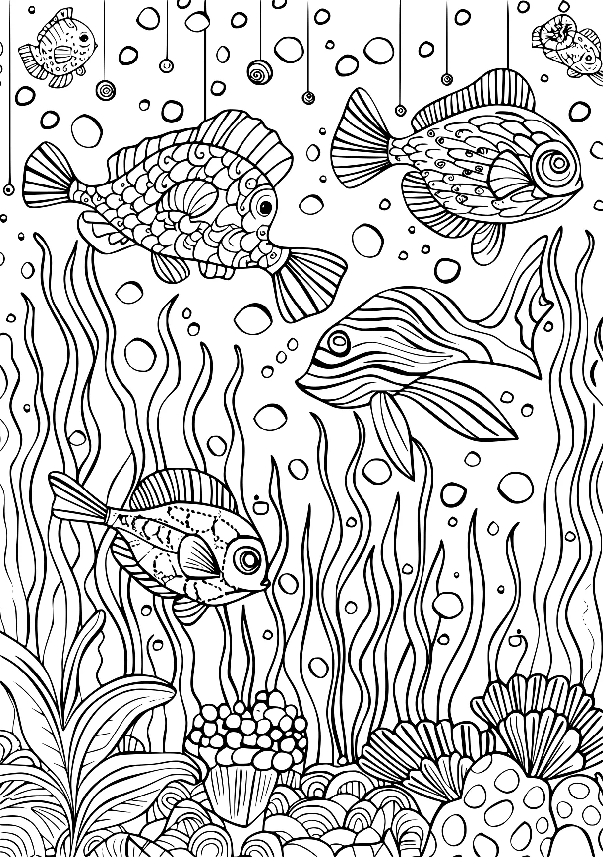 ocean coloring pages zentangle, fish, aquarium, free page downloads